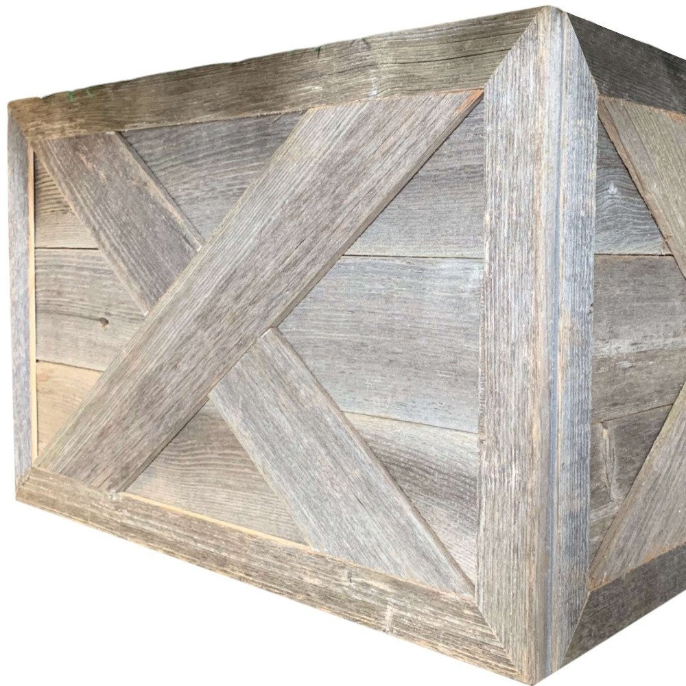 23" Gray Distressed Wood Christmas Tree Collar