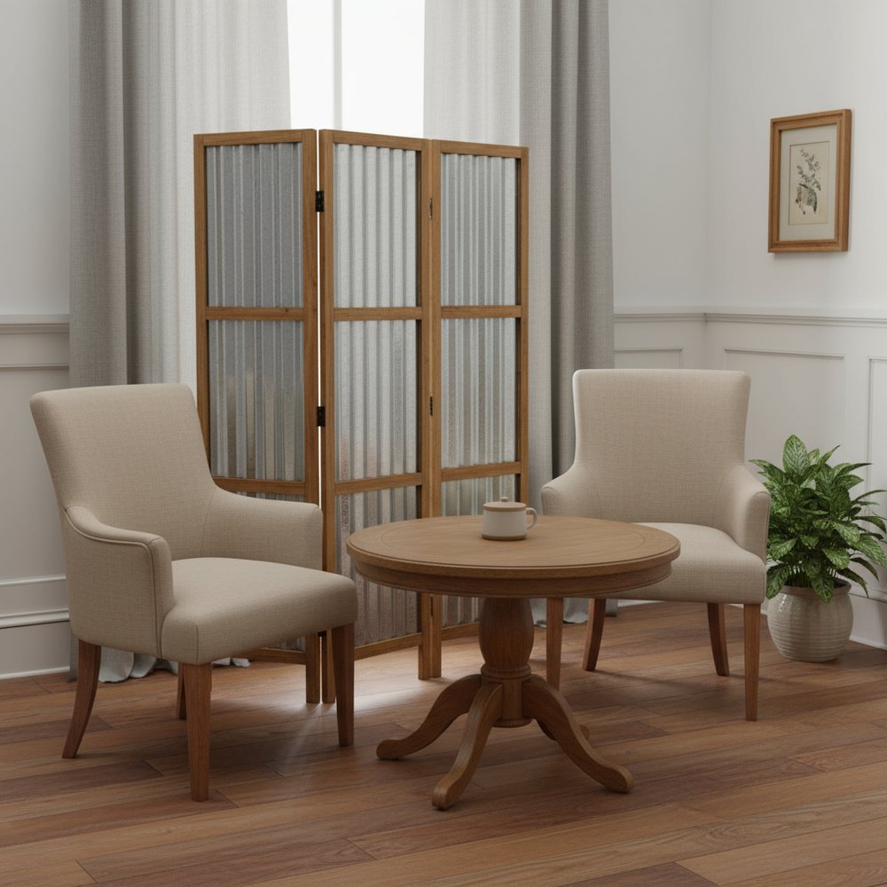 72" Brown Folding Three Panel Screen Room Divider