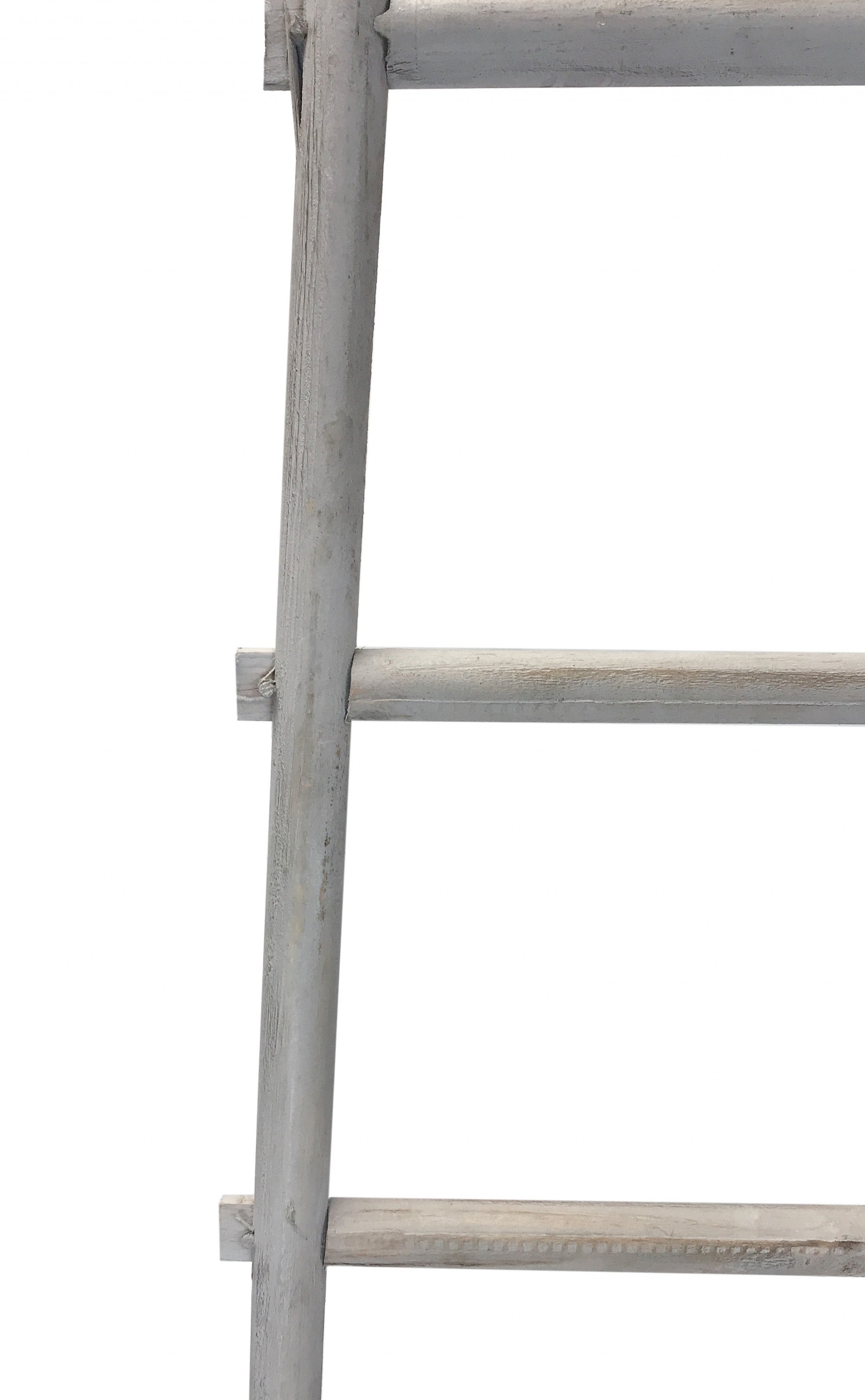59" Gray Distressed Solid Wood Five Step Ladder Shelf