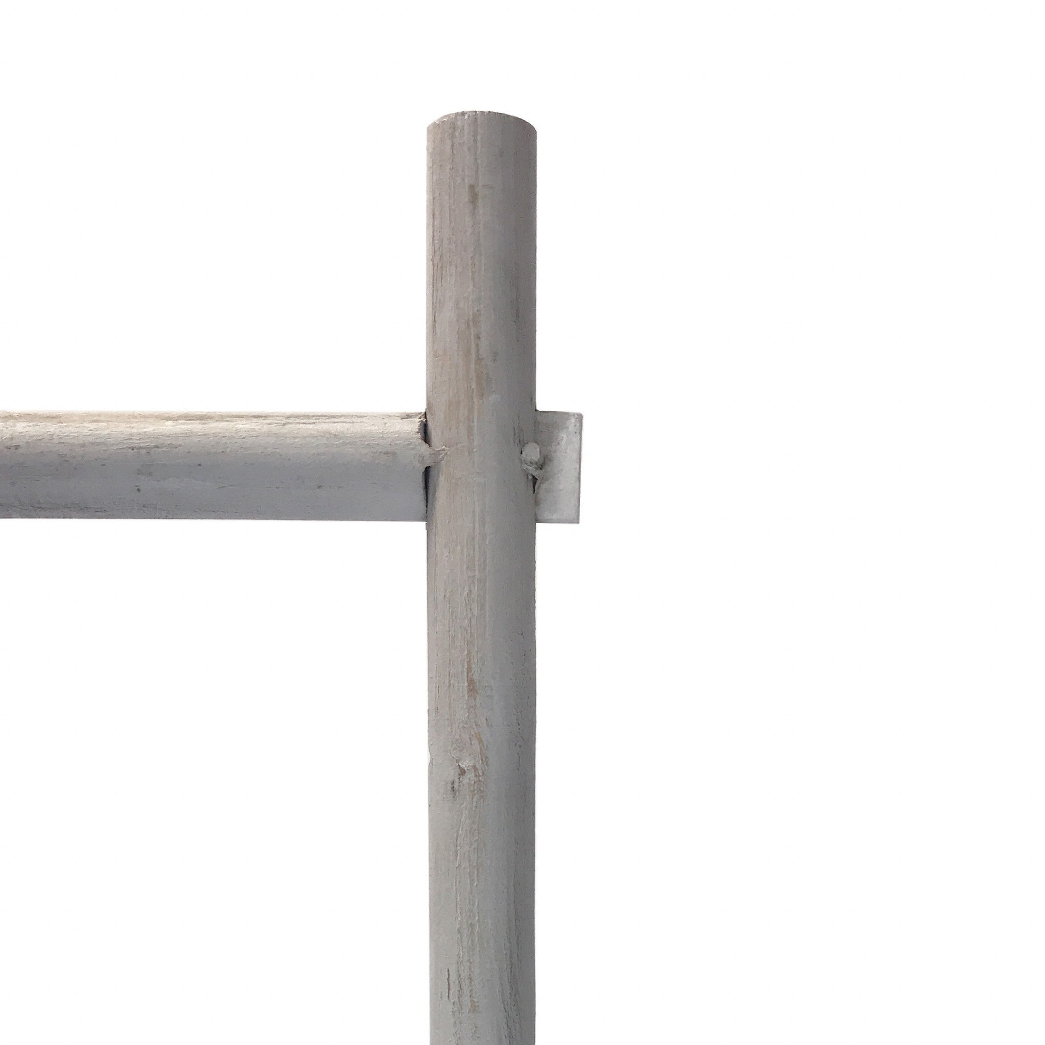 59" Gray Distressed Solid Wood Five Step Ladder Shelf