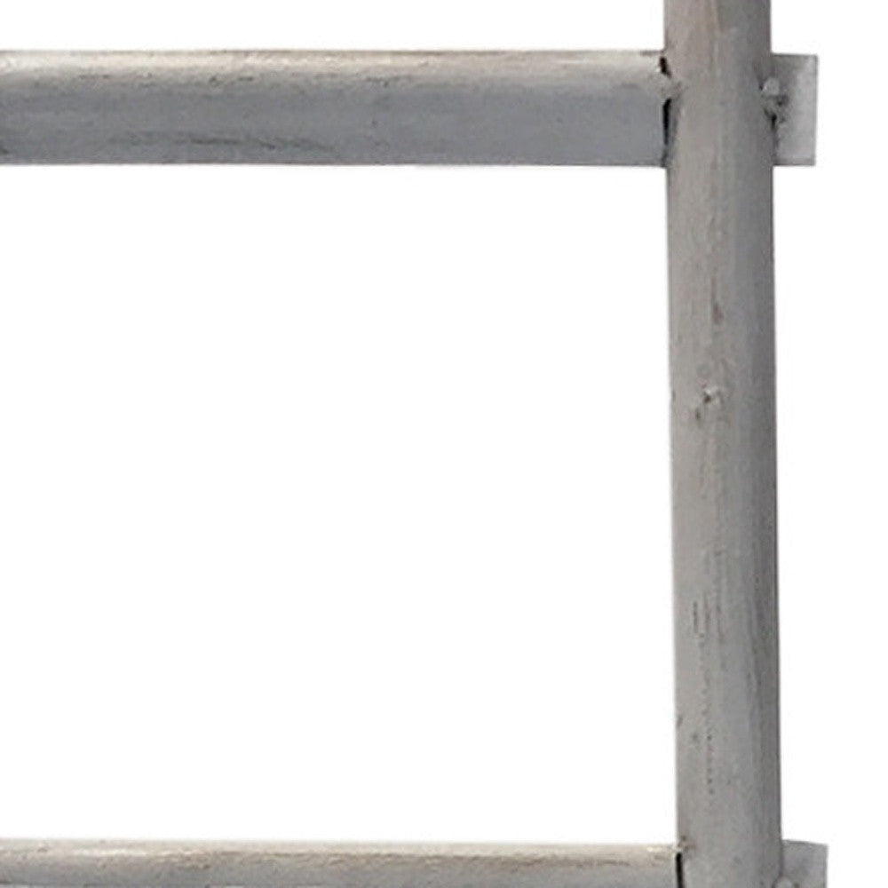59" Gray Distressed Solid Wood Five Step Ladder Shelf