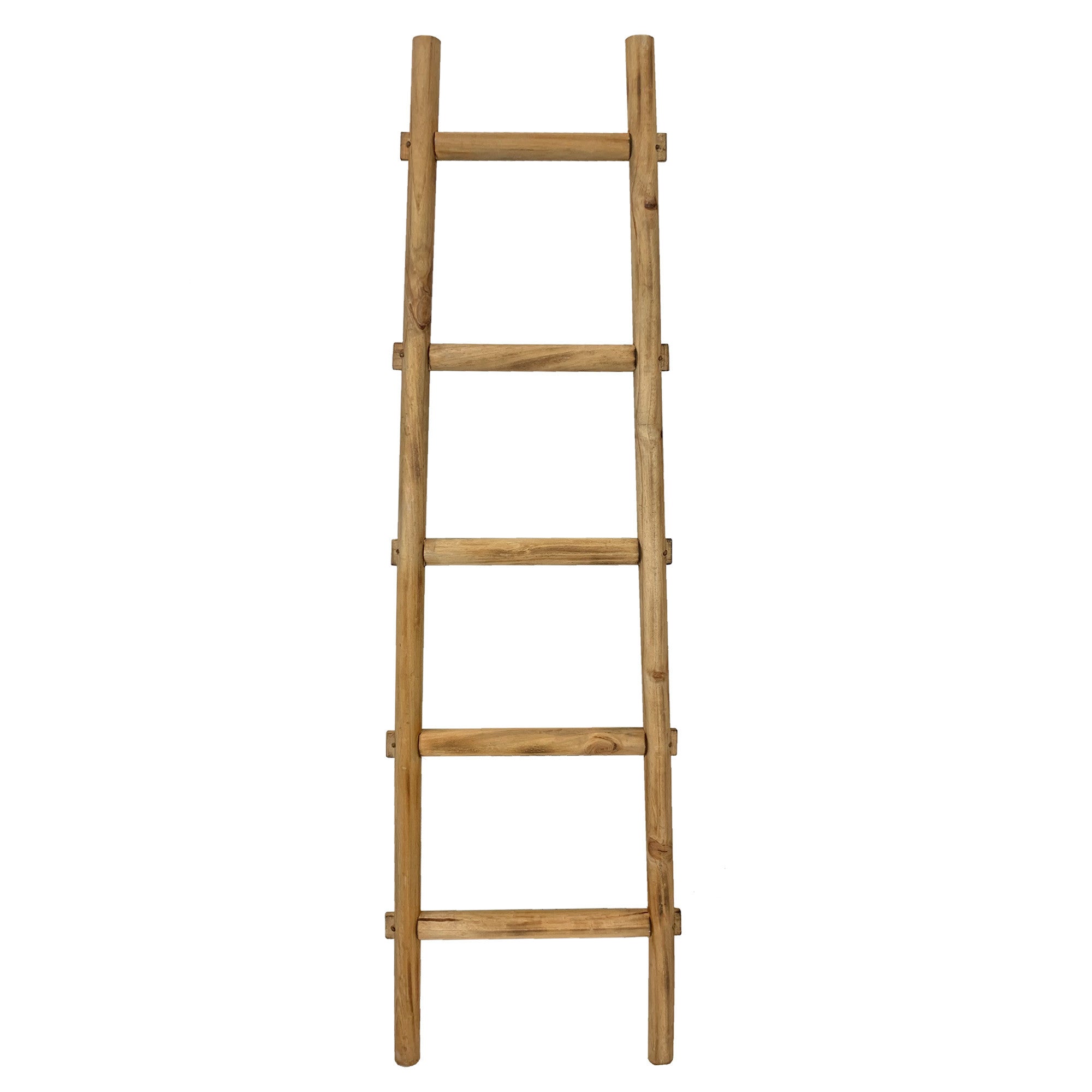 59" Natural Distressed Solid Wood Five Step Ladder Shelf