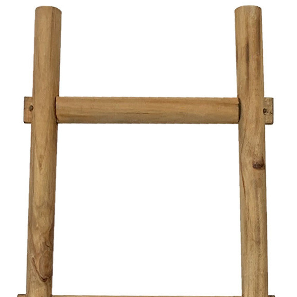 59" Natural Distressed Solid Wood Five Step Ladder Shelf