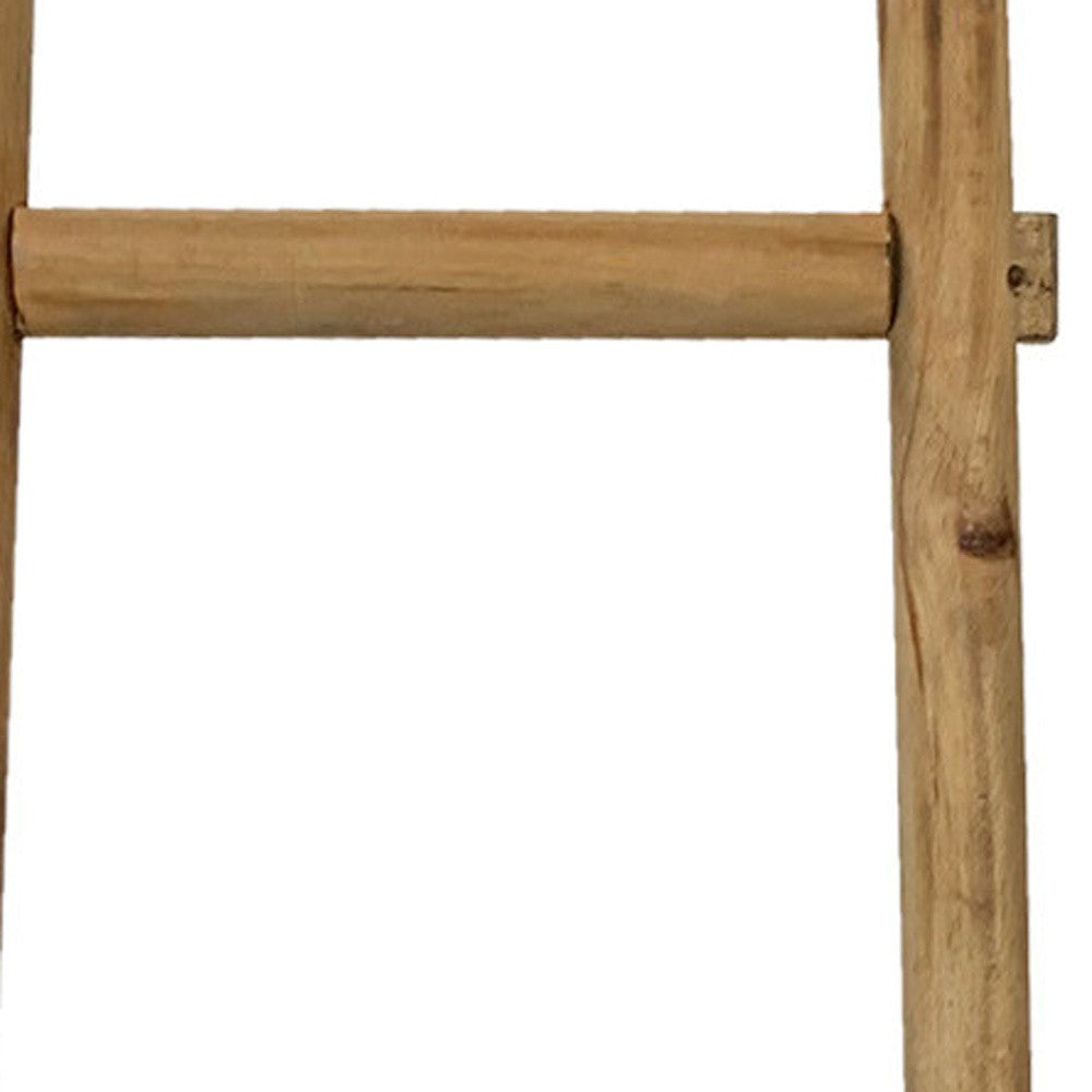 59" Natural Distressed Solid Wood Five Step Ladder Shelf