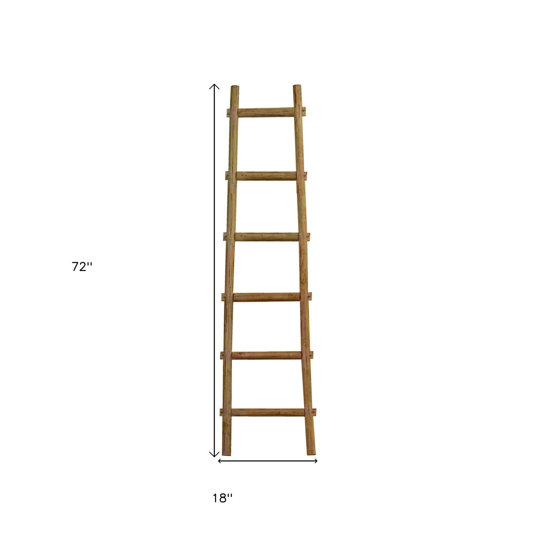 72" Natural Distressed Solid Wood Six Step Ladder Shelf