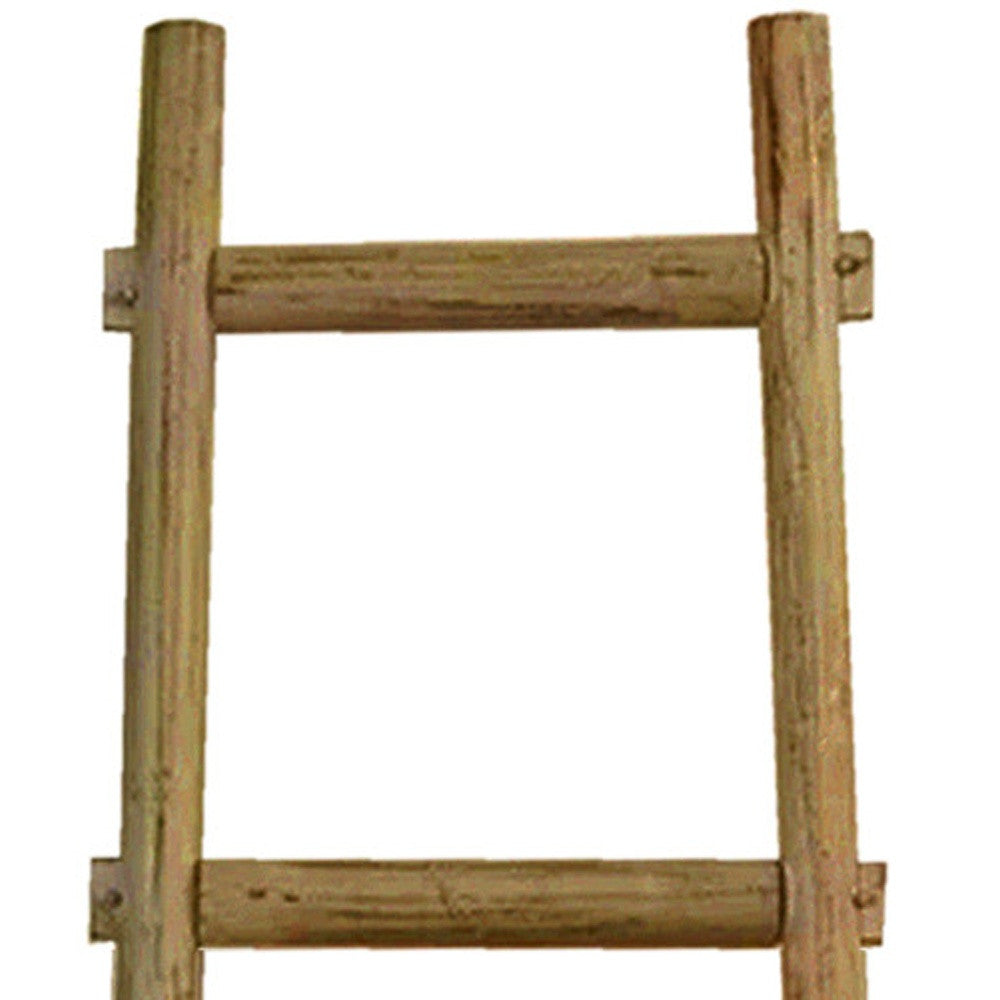 72" Natural Distressed Solid Wood Six Step Ladder Shelf