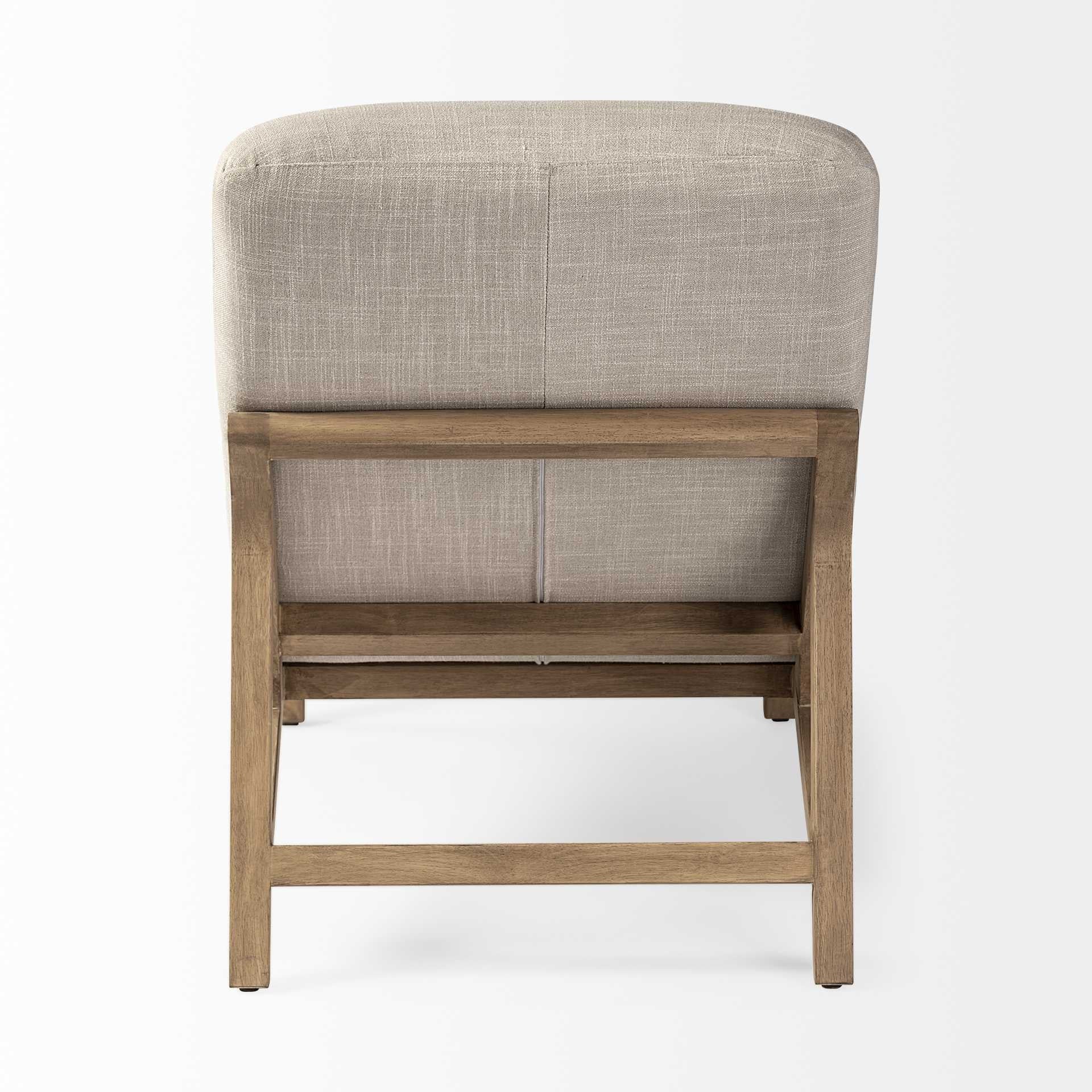 54" Cream and Brown Fabric Tufted Lounge Chair