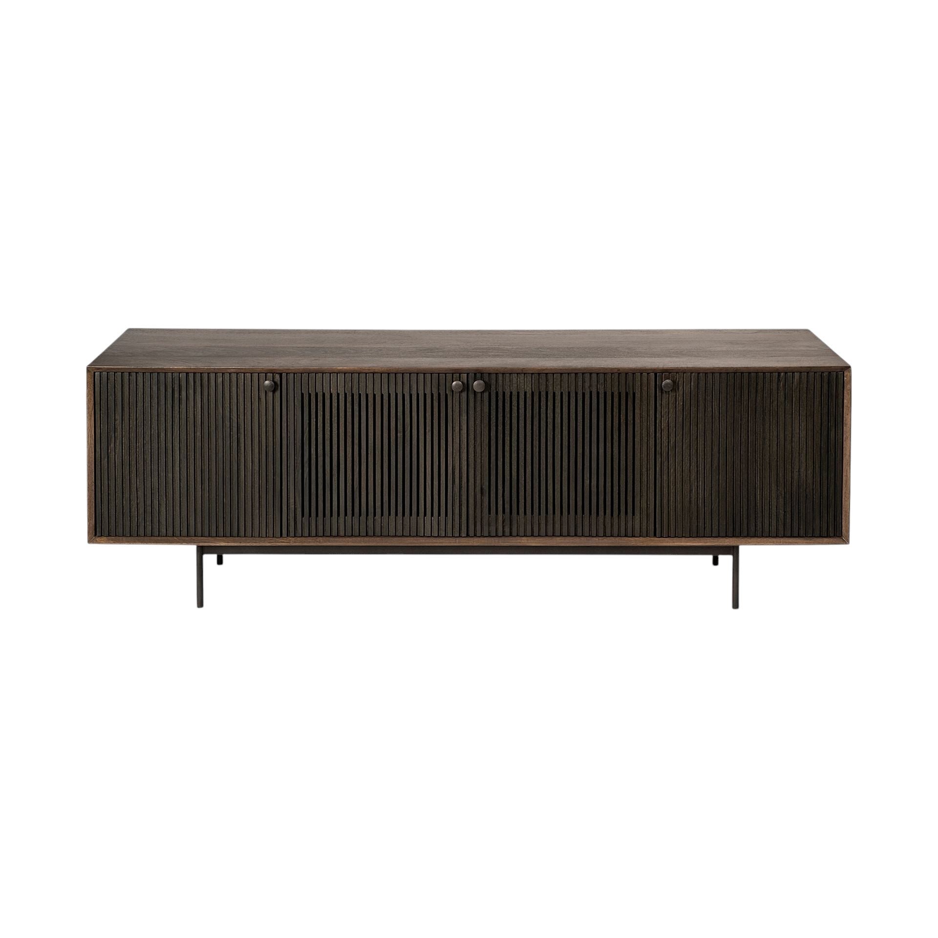 20" Brown Solid Wood Cabinet Enclosed Storage TV Stand