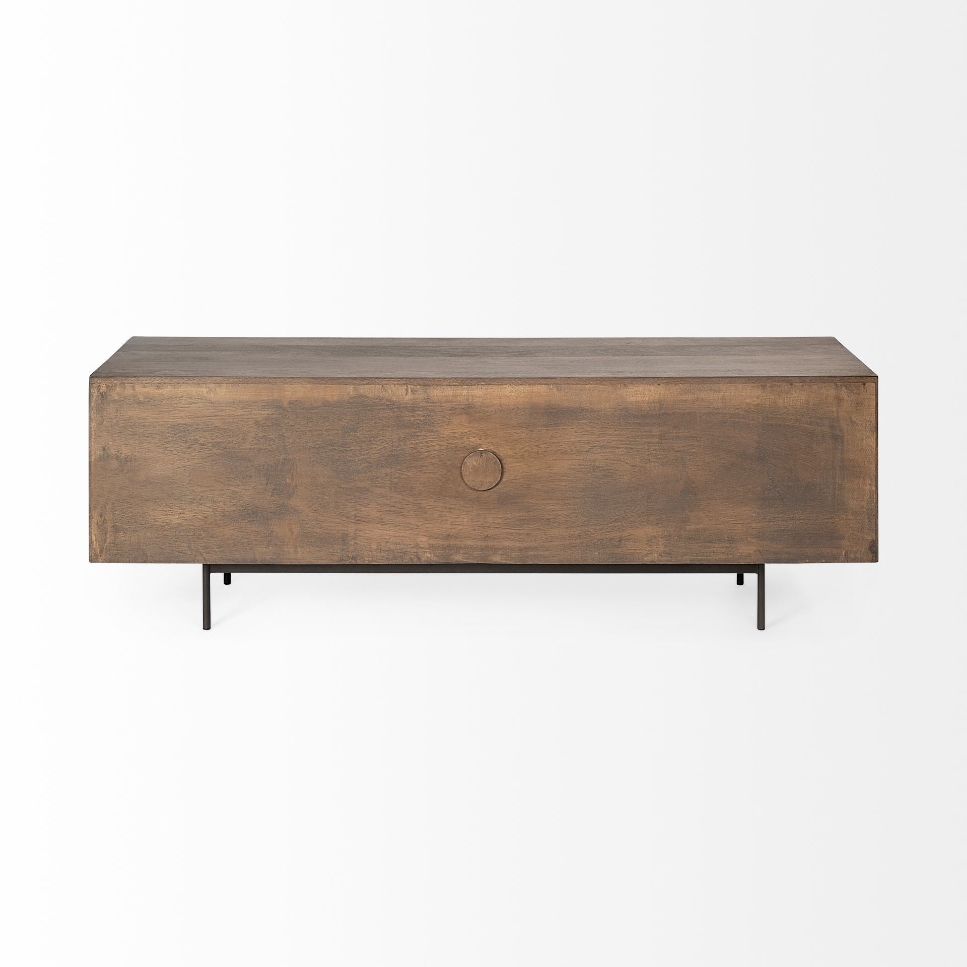 20" Brown Solid Wood Cabinet Enclosed Storage TV Stand