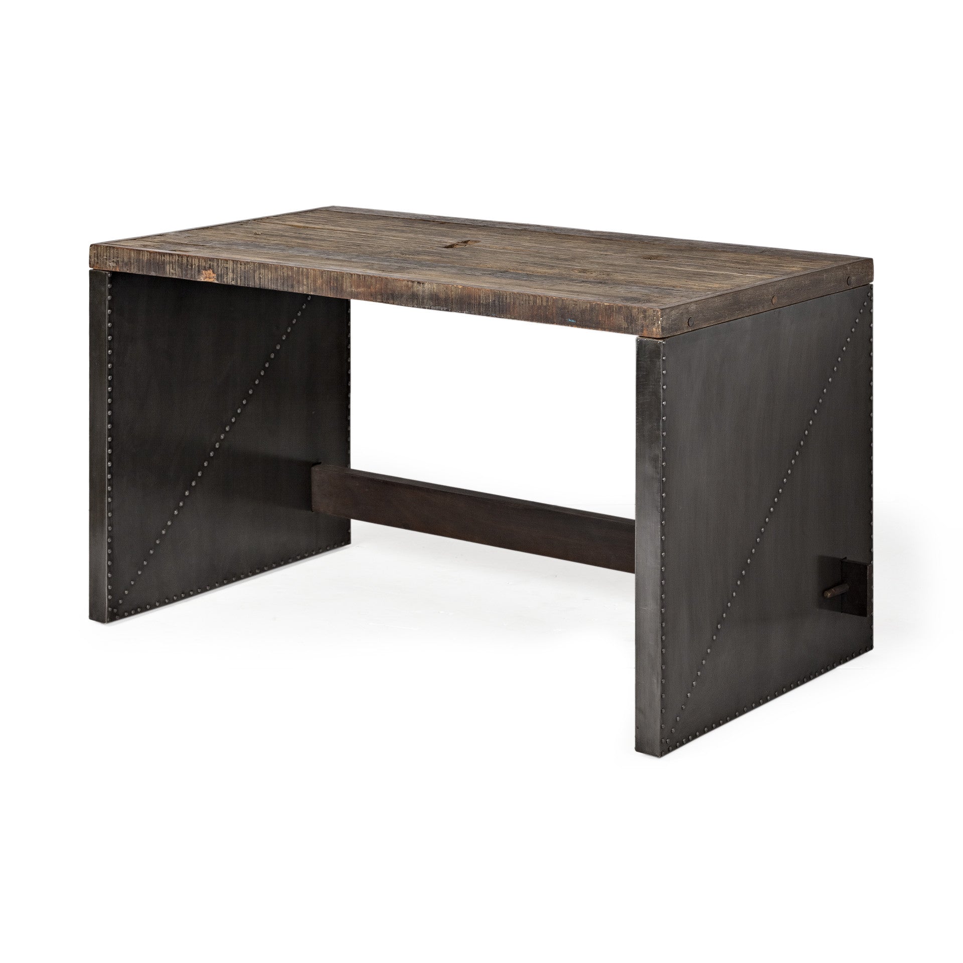 52" Dark Brown and Gray Writing Desk