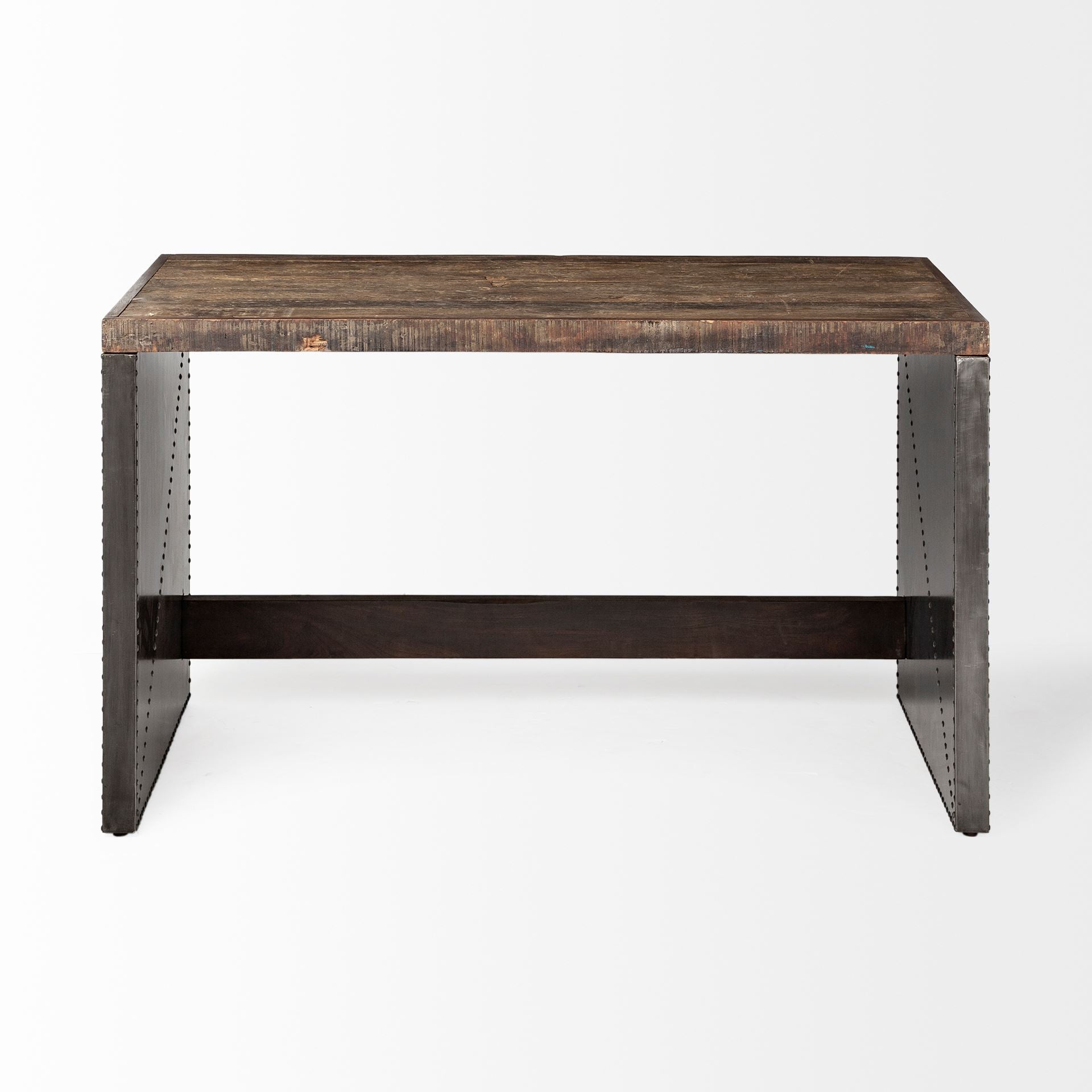 52" Dark Brown and Gray Writing Desk