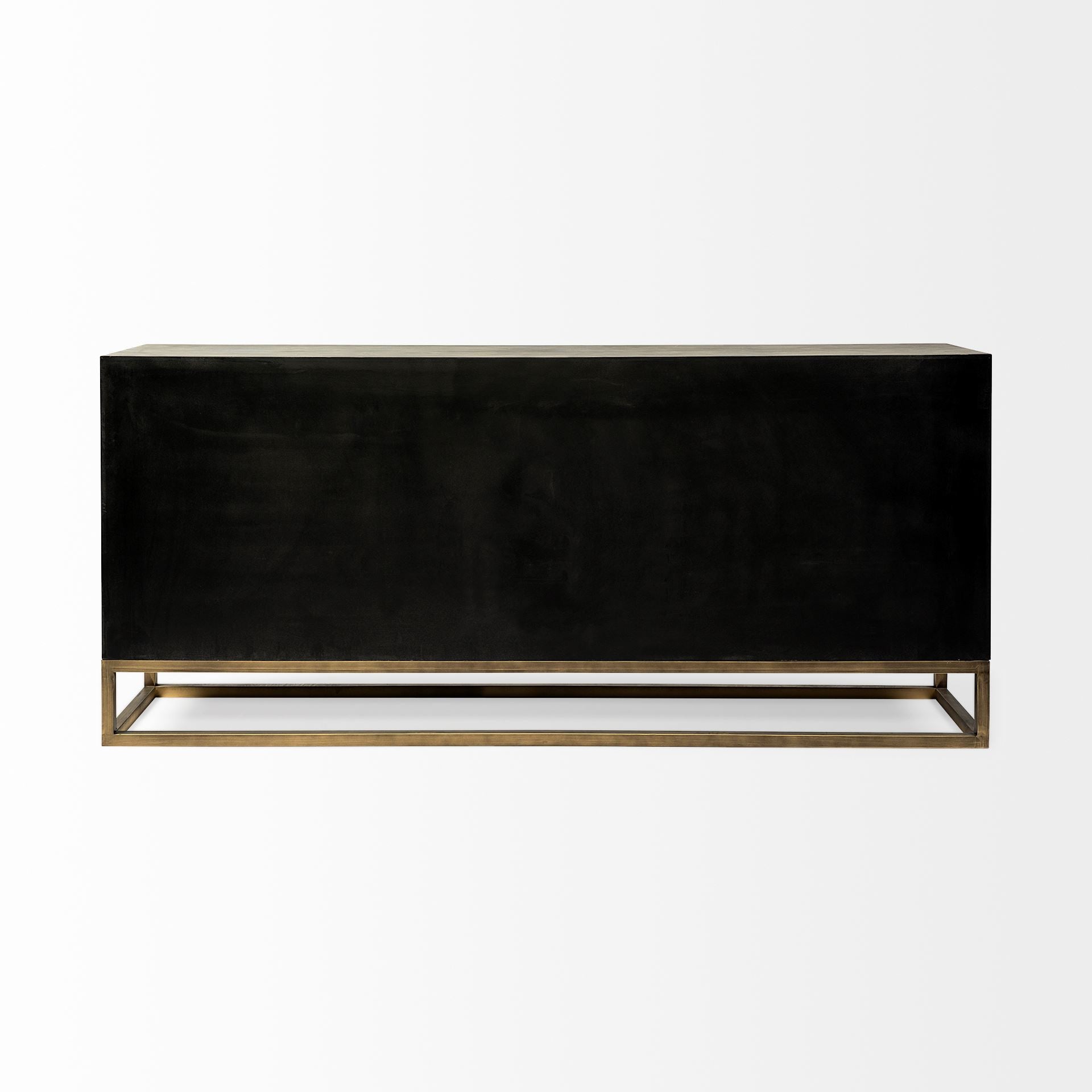 16" Brown And Antiqued Gold Solid Wood Nine Drawer Sideboard