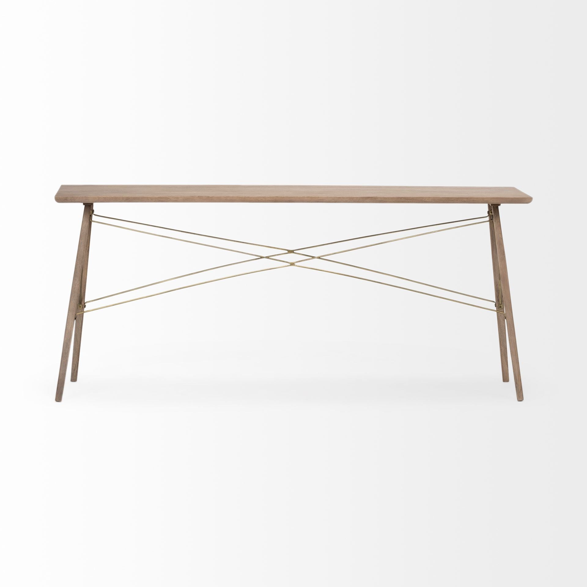 66" Brown Solid Wood Console Table