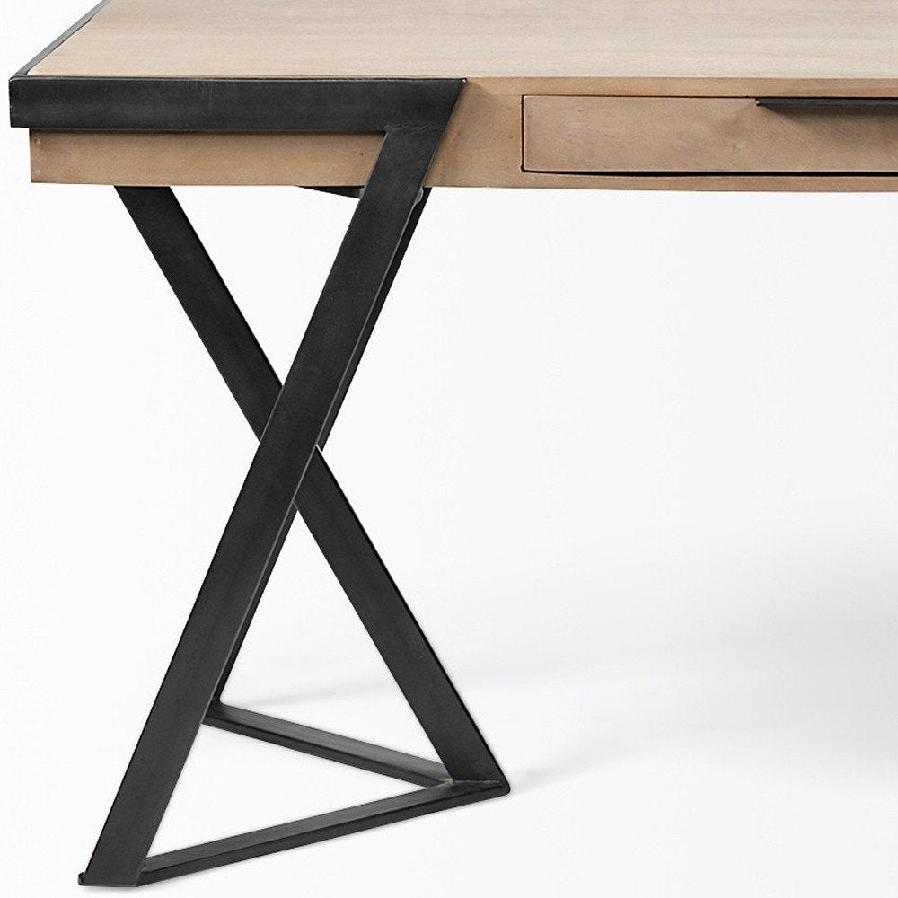 60" Brown and Black Writing Desk