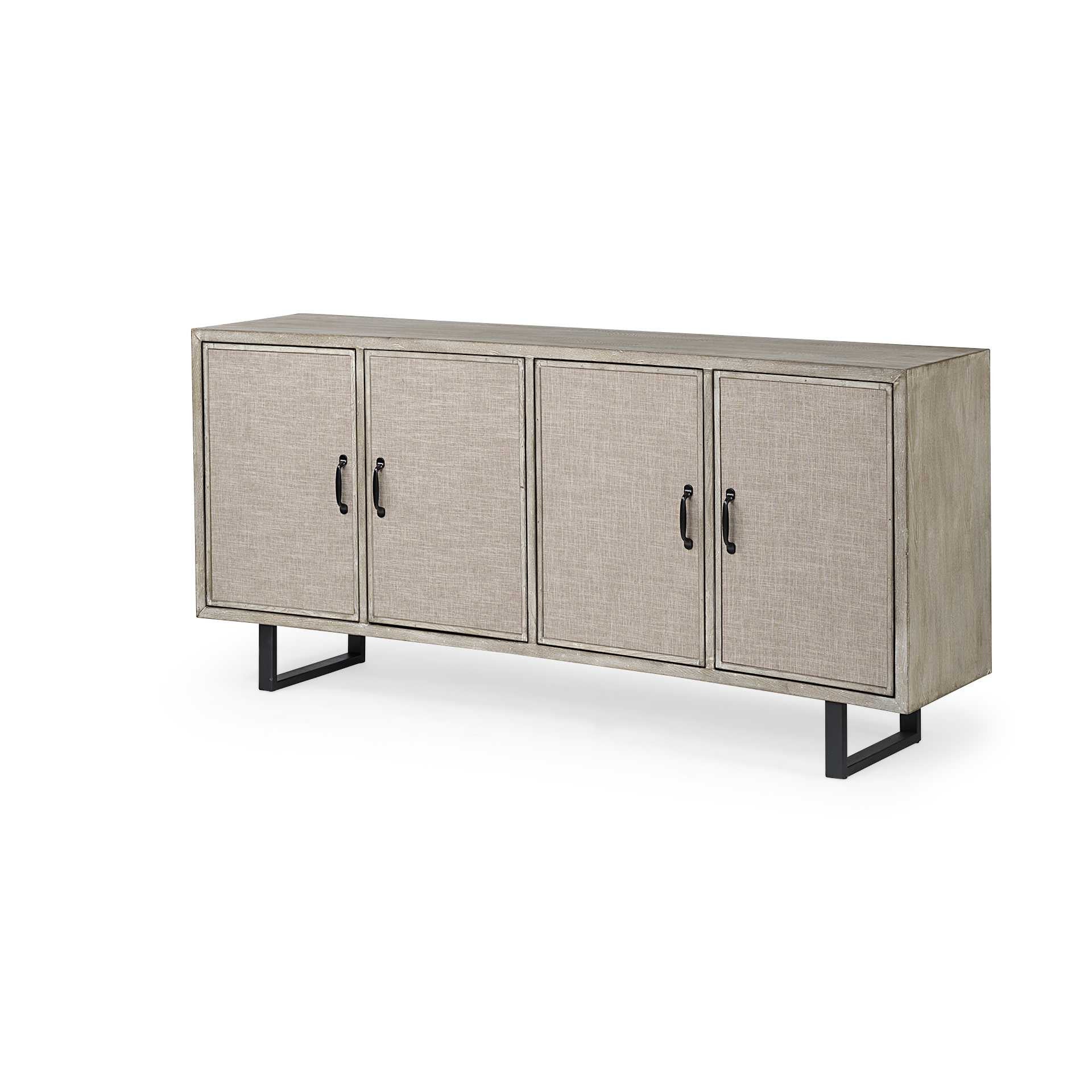 68" Light Brown Solid Wood Sideboard with Four Doors