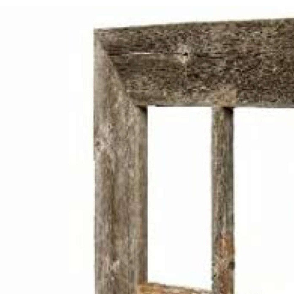 25" X 22" Gray Weathered Wood Window Frame With Planter