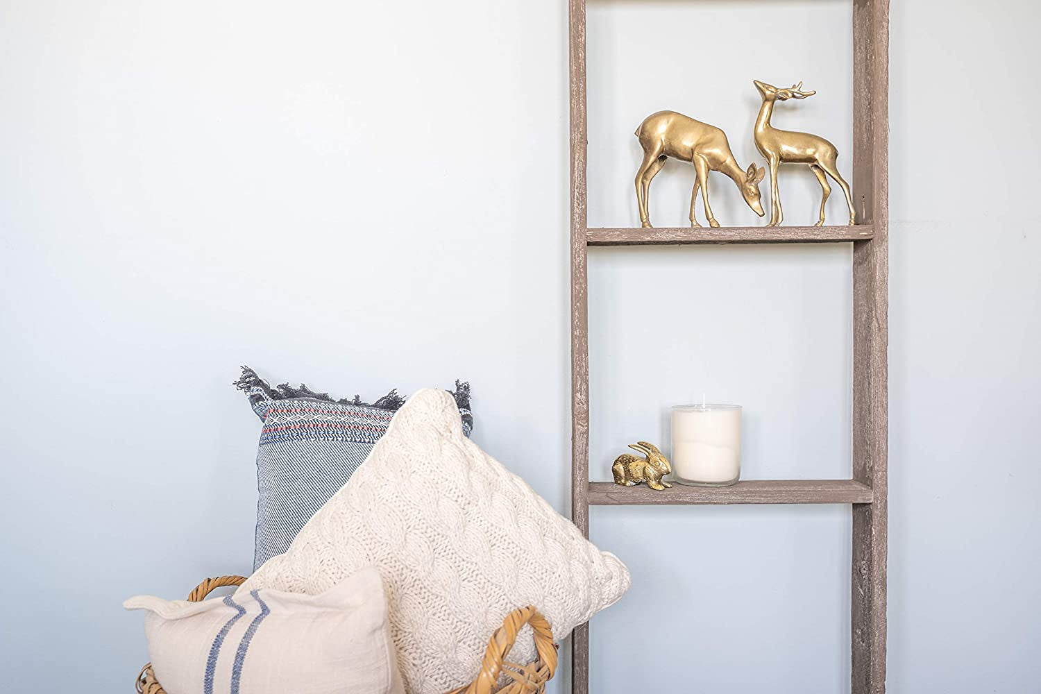 57" Brown Rustic Five Step Wood Ladder Shelf