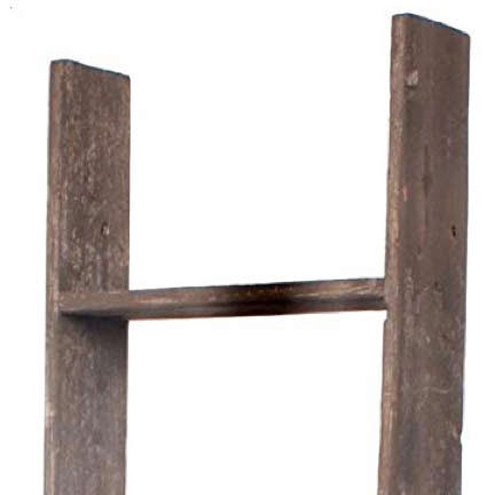 57" Brown Rustic Five Step Wood Ladder Shelf