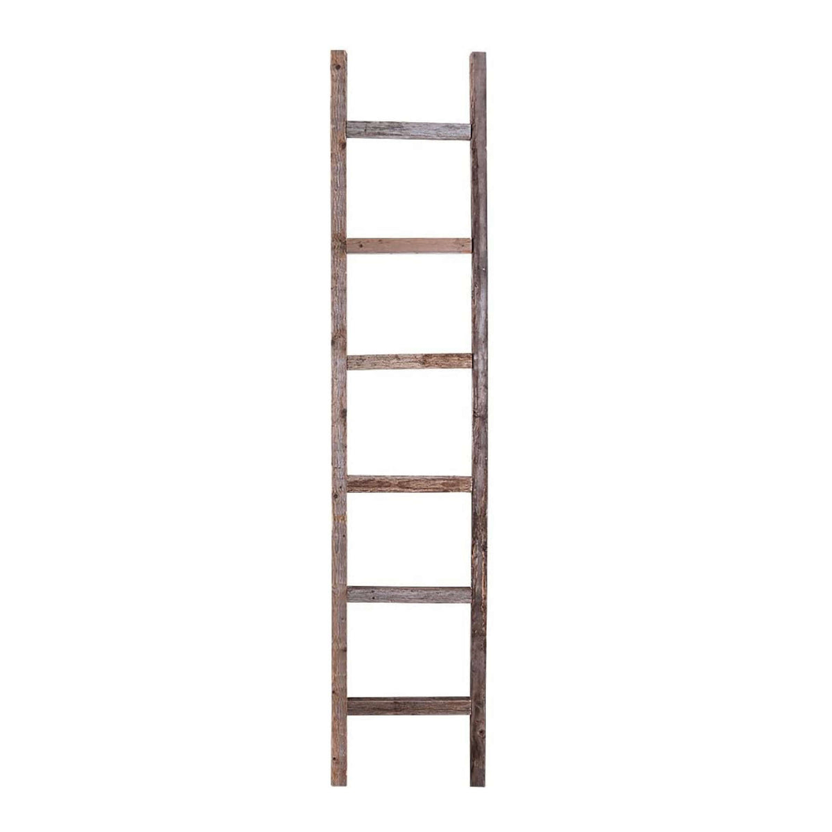 72" Gray Distressed Solid Wood Seven Step Ladder Shelf