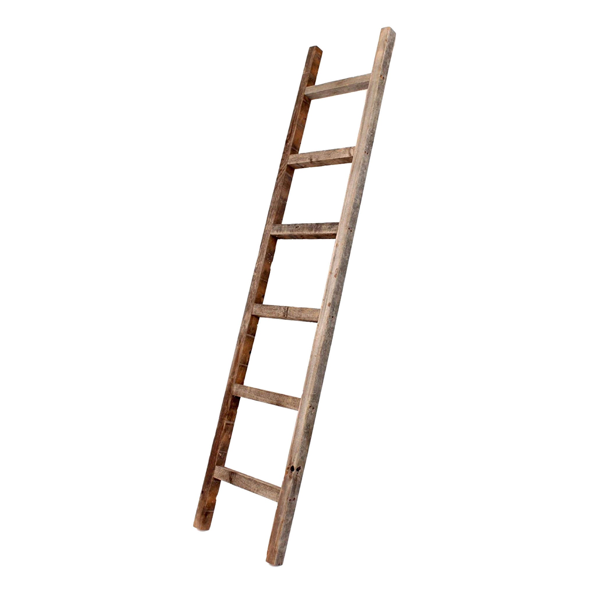 72" Gray Distressed Solid Wood Four Step Ladder Shelf