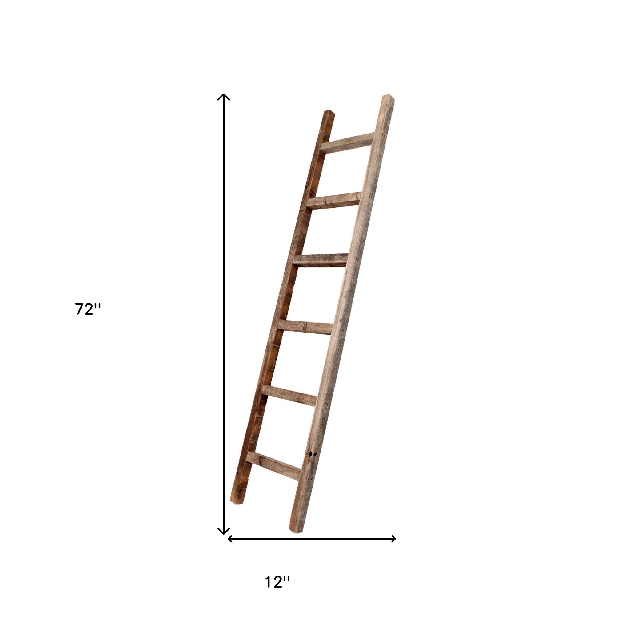 72" Gray Distressed Solid Wood Four Step Ladder Shelf