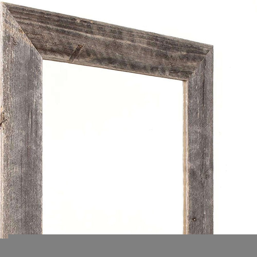 Rustic Weathered Gray Reclaimed Wood Plank Mirror With Shelf