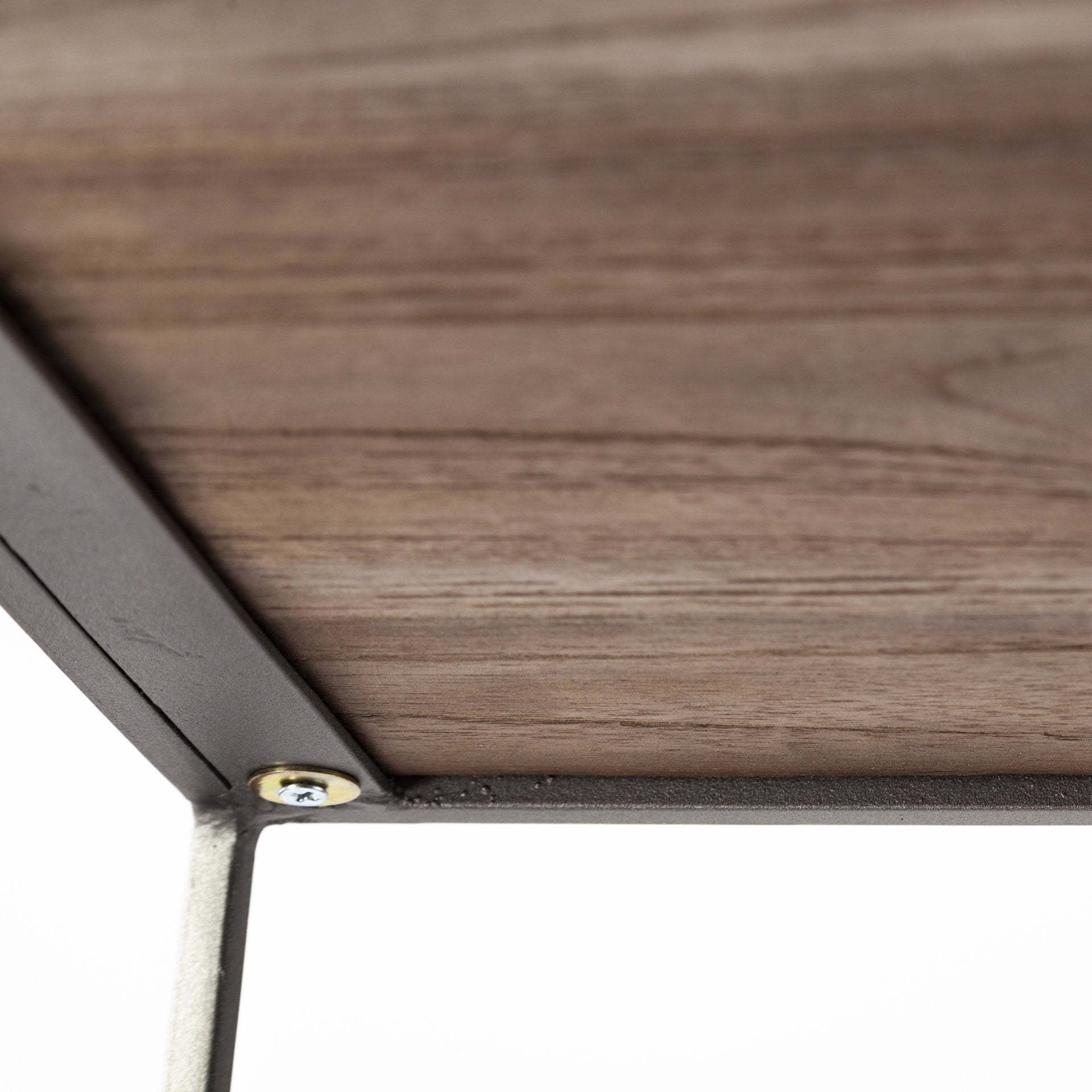 71" Brown And Silver Metal and Wood Four Tier Bookcase