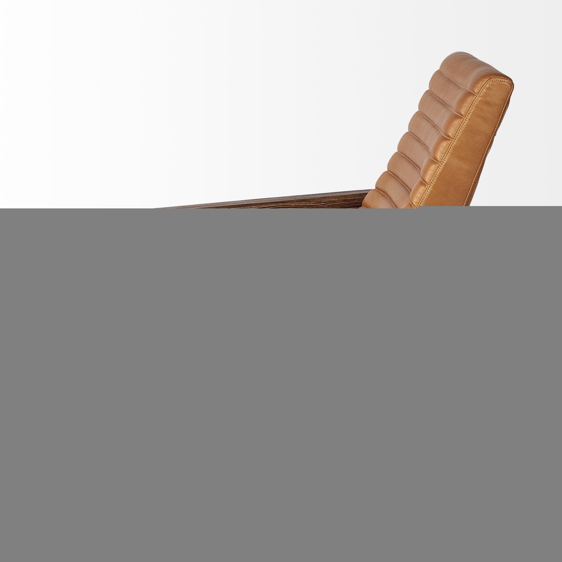 37" Tan and Black Faux Leather Tufted Lounge Chair