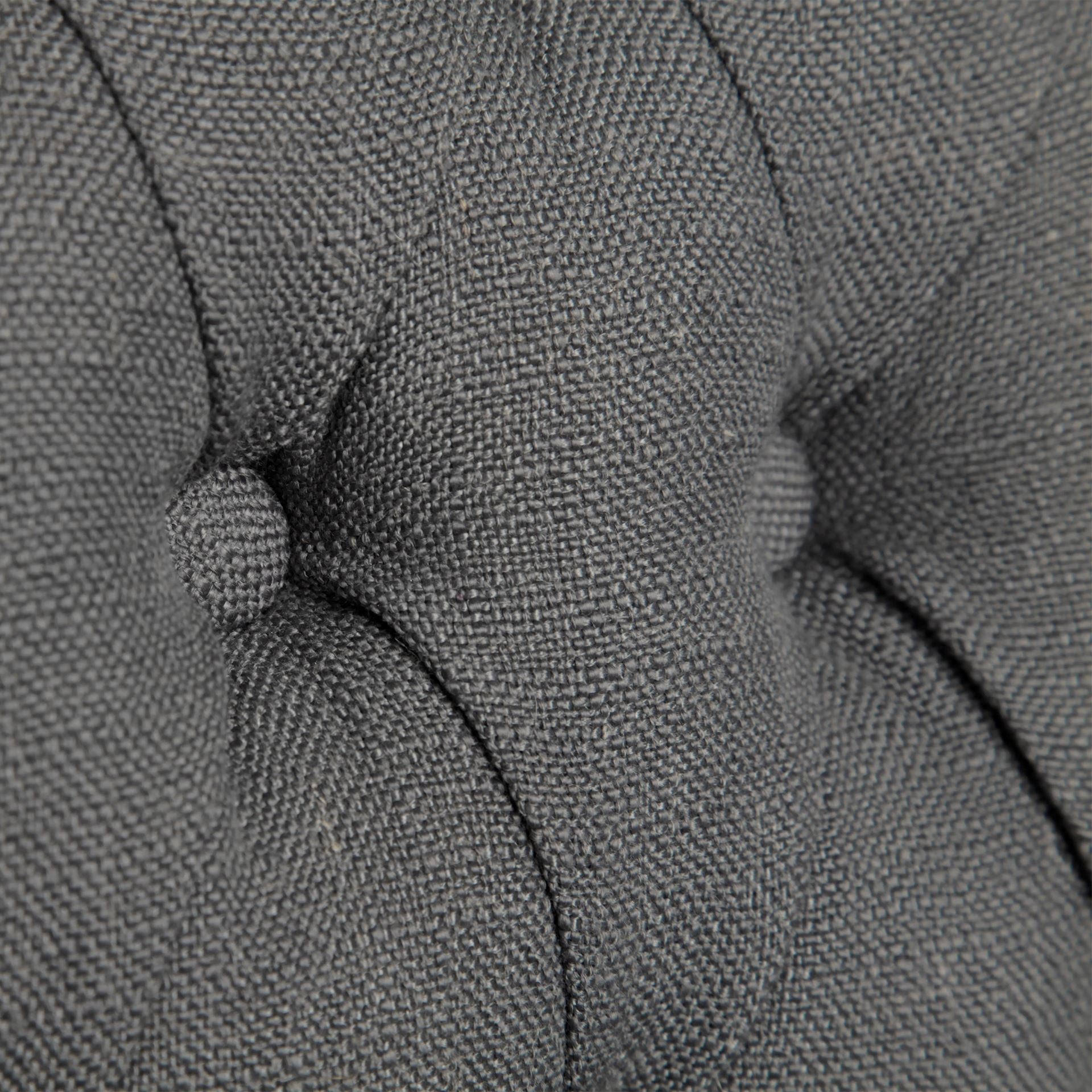 Tufted Gray and Brown Upholstered Linen Wing Back Dining Side Chair