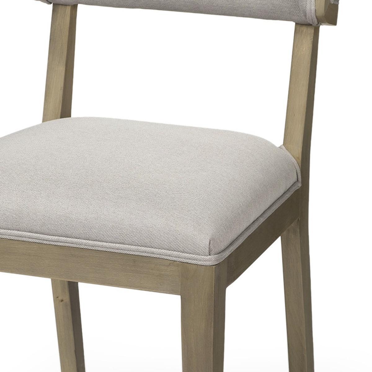 Set Of Two Light Gray And Brown Upholstered Fabric Open Back Side Chairs