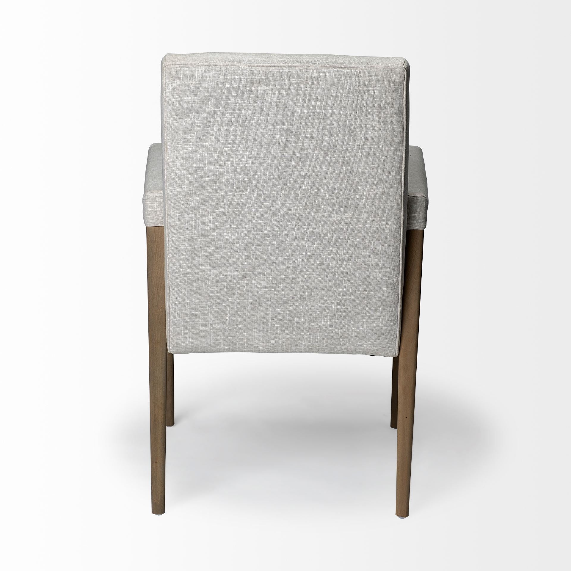 Cream and Brown Upholstered Fabric King Louis Back Dining Arm Chair
