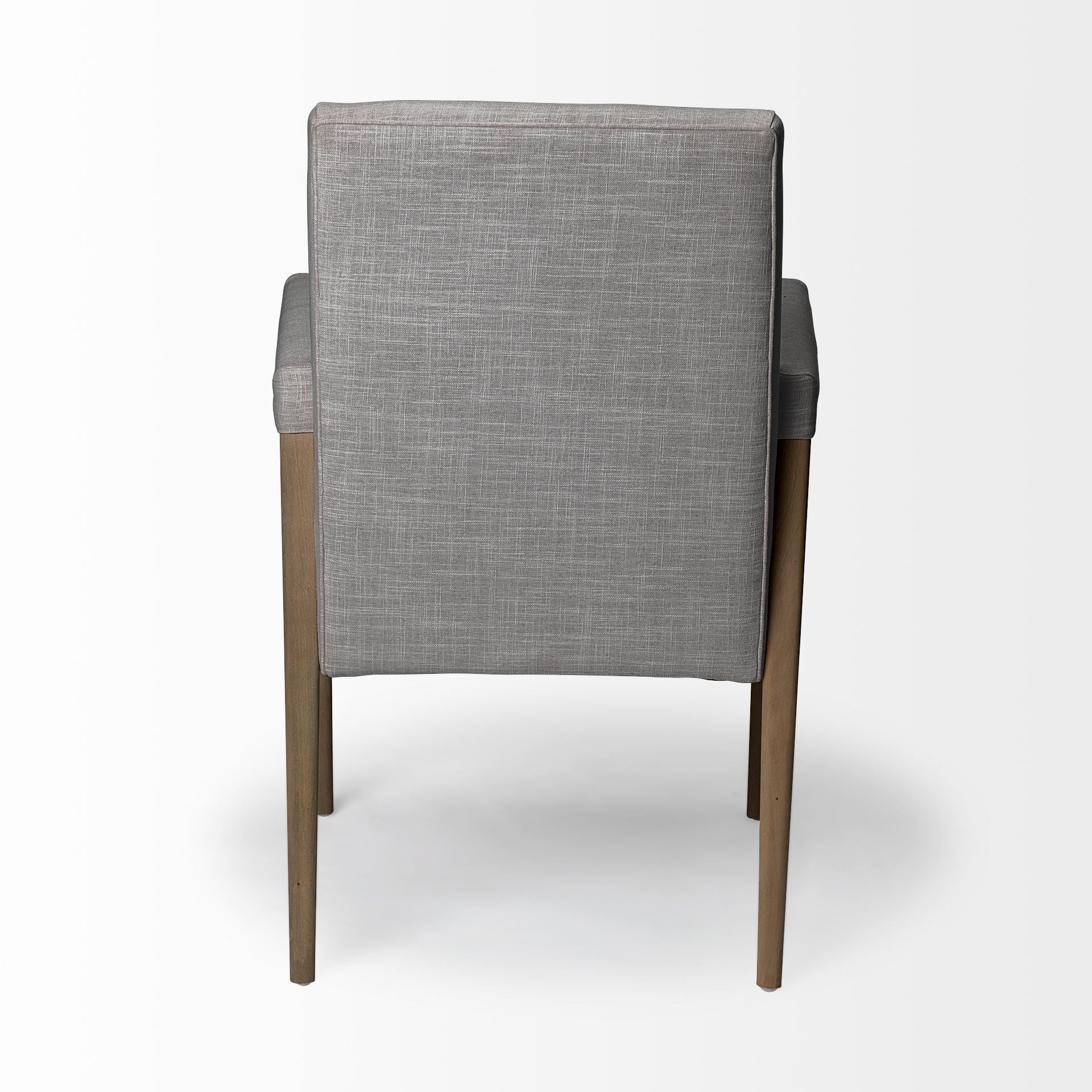 Gray and Brown Upholstered Fabric King Louis Back Dining Arm Chair