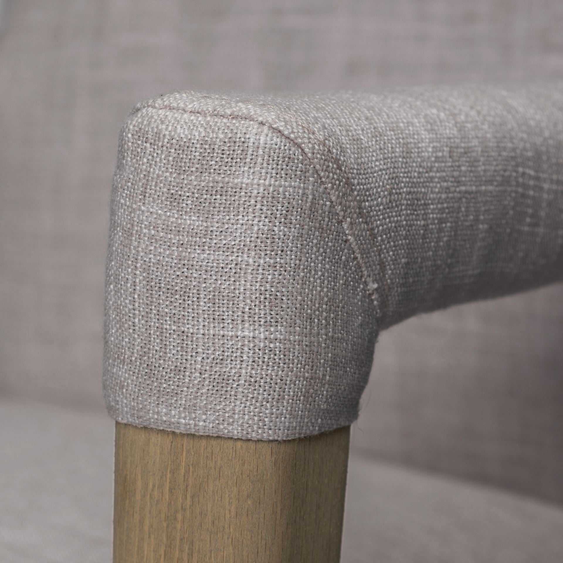 Gray and Brown Upholstered Fabric King Louis Back Dining Arm Chair