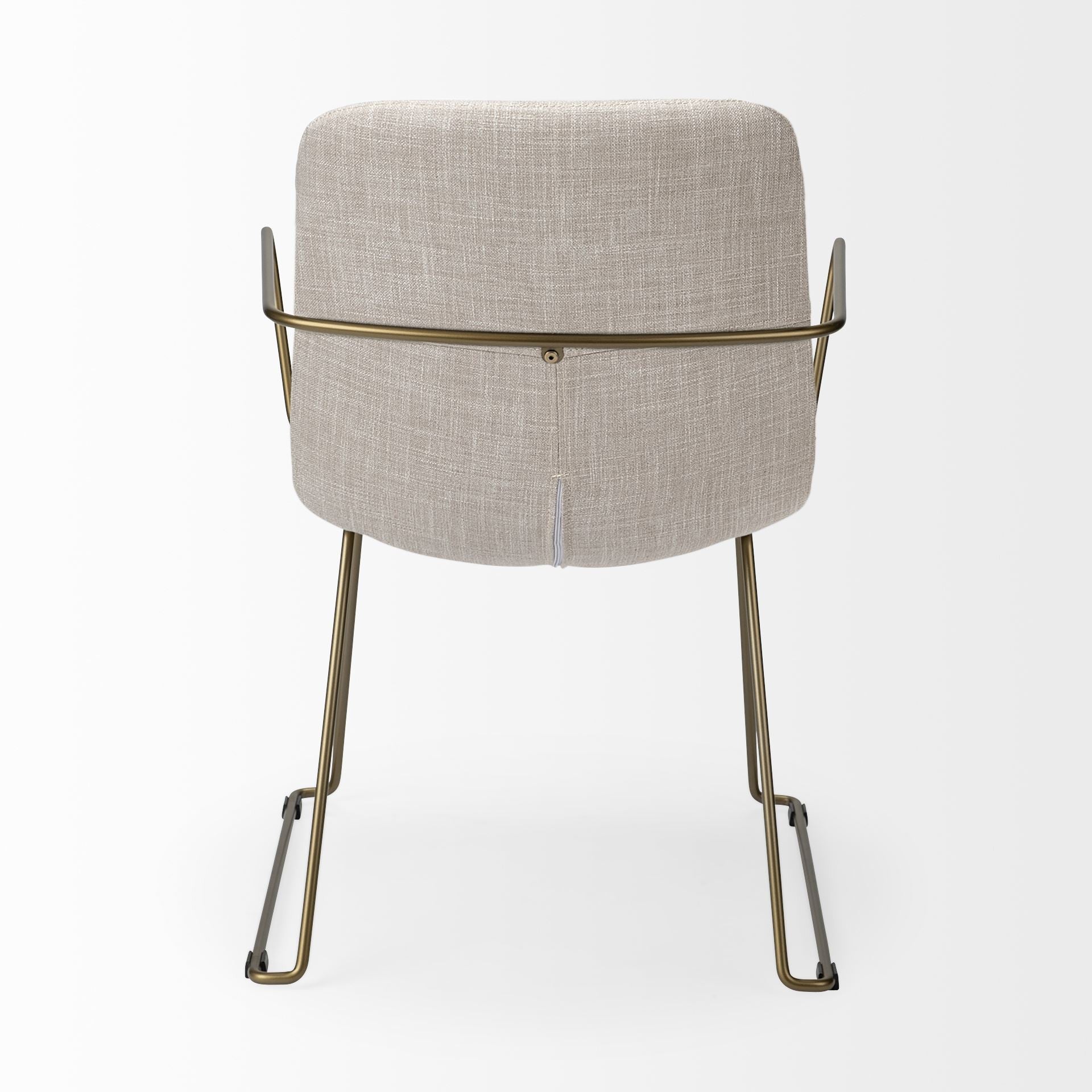 Cream and Gold Upholstered Fabric Dining Arm Chair