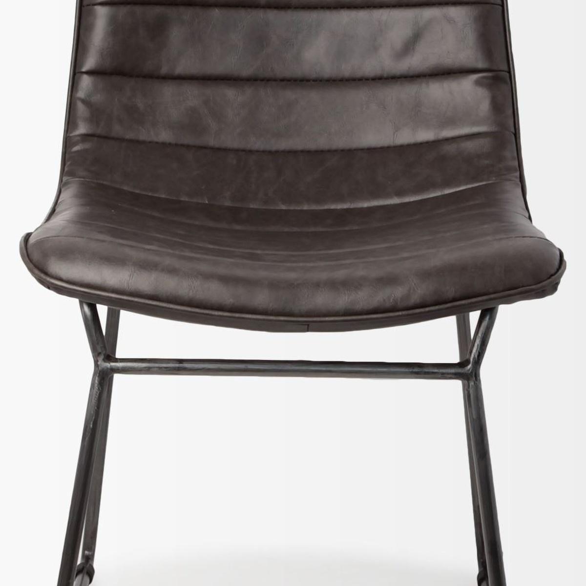 Set Of Two Black Upholstered Faux leather Side Chairs