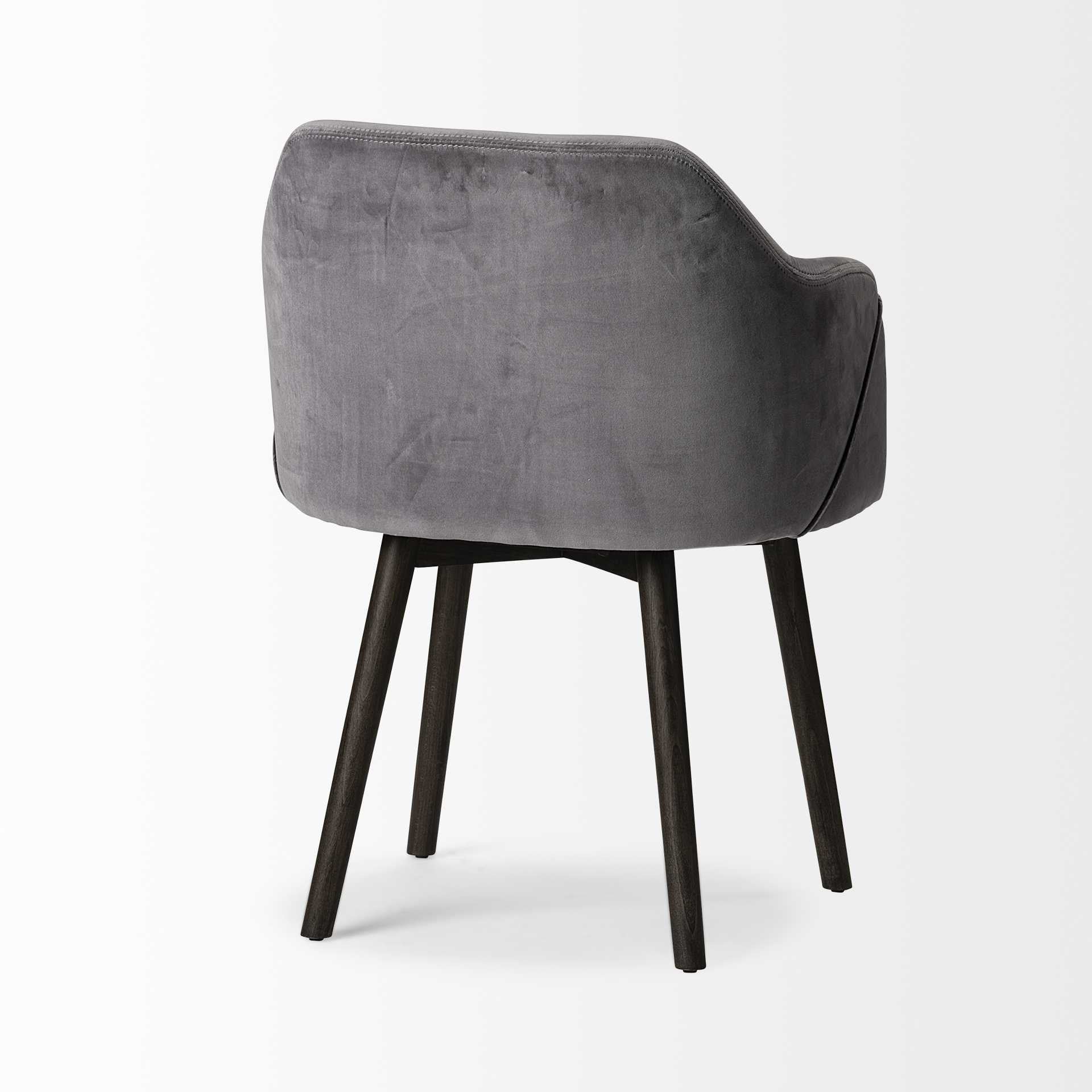 Gray and Black Upholstered Fabric Dining Arm Chair