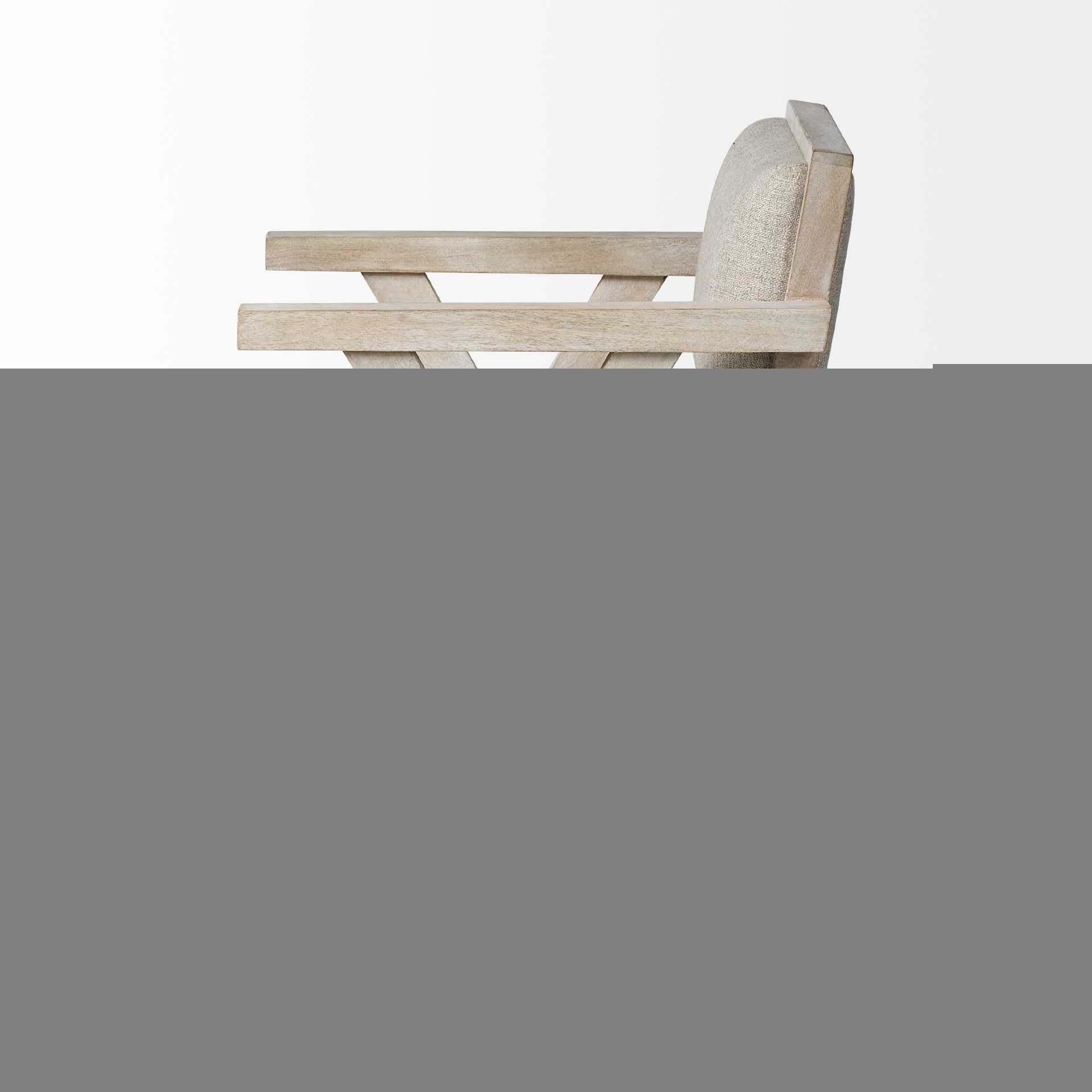Gray Upholstered Fabric Open Back Dining Arm Chair