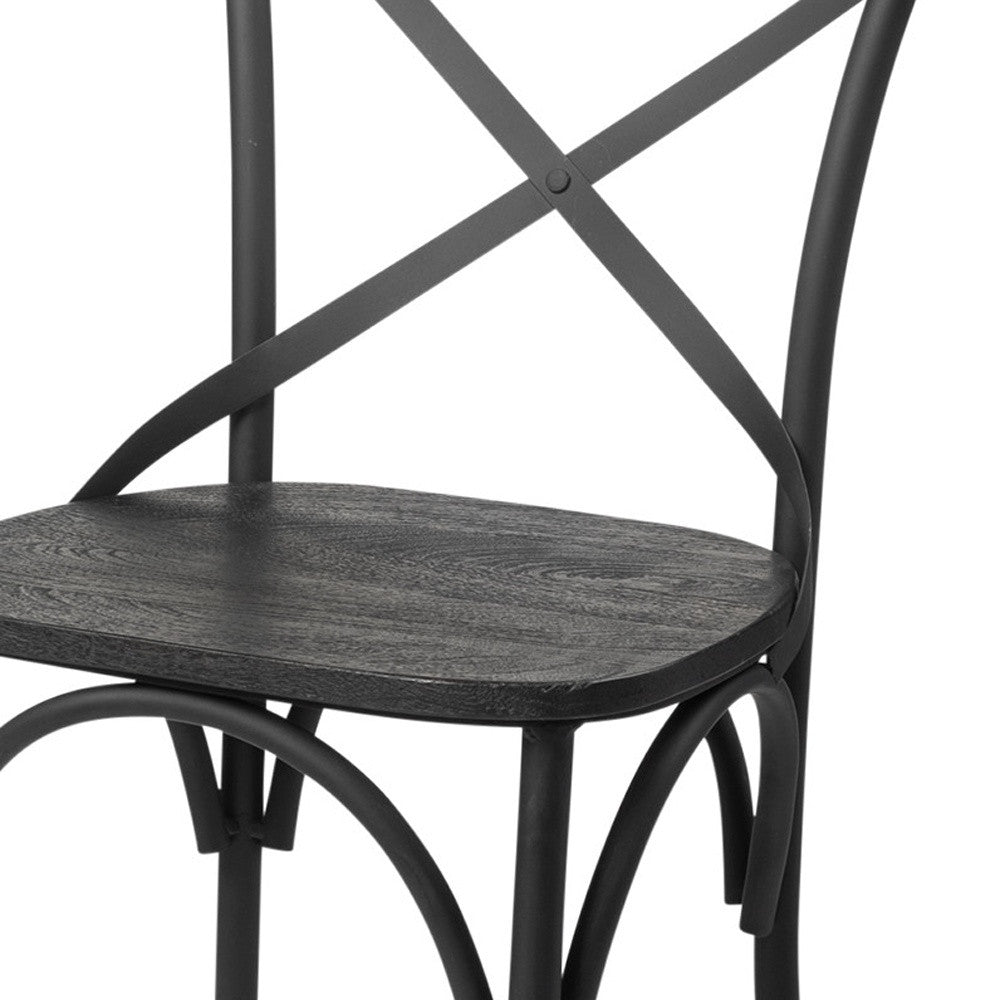 Set Of Two Black Wood Cross Back Side Chairs