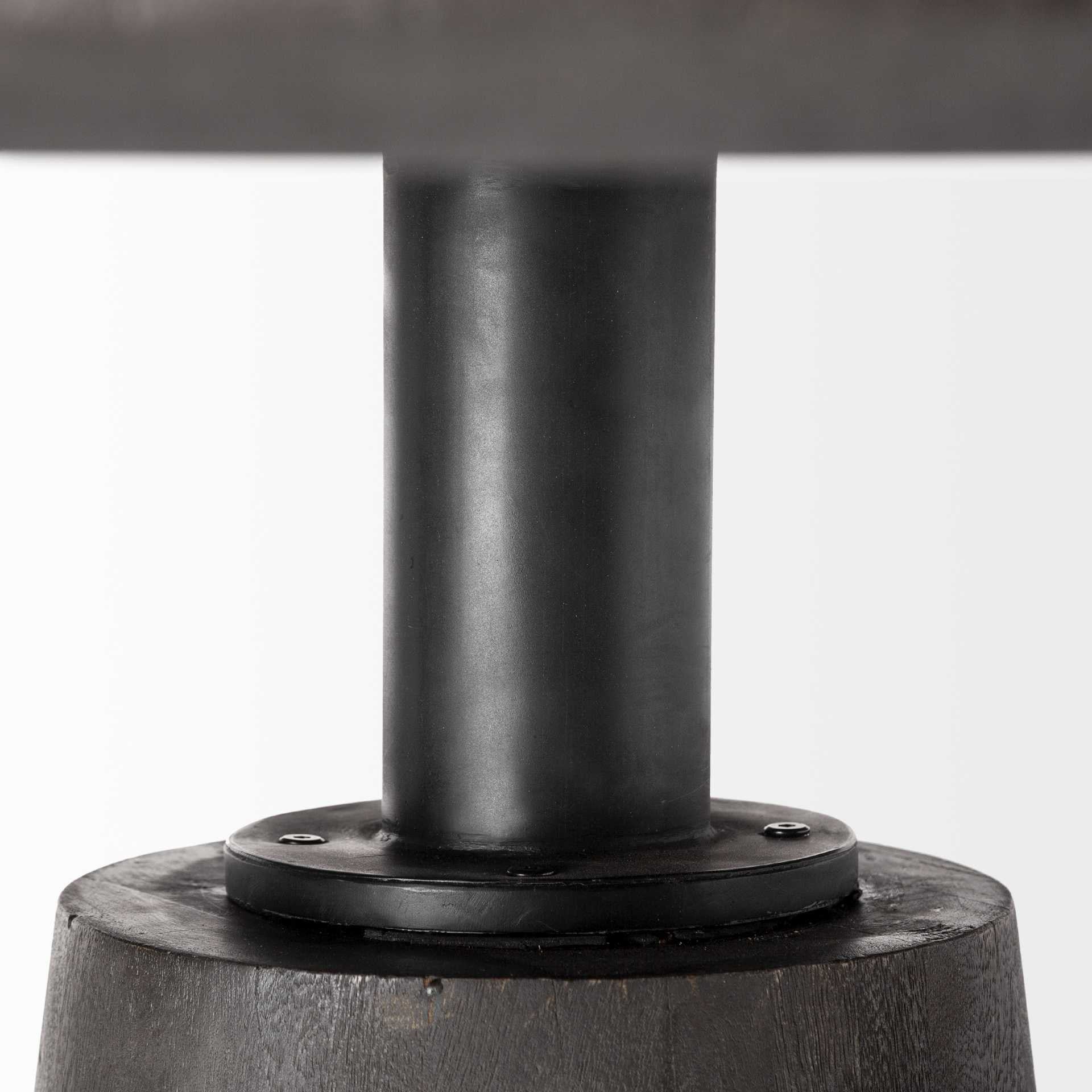 54" Dark Brown Solid Wood And Iron Pedestal Base Round Top Dining Table