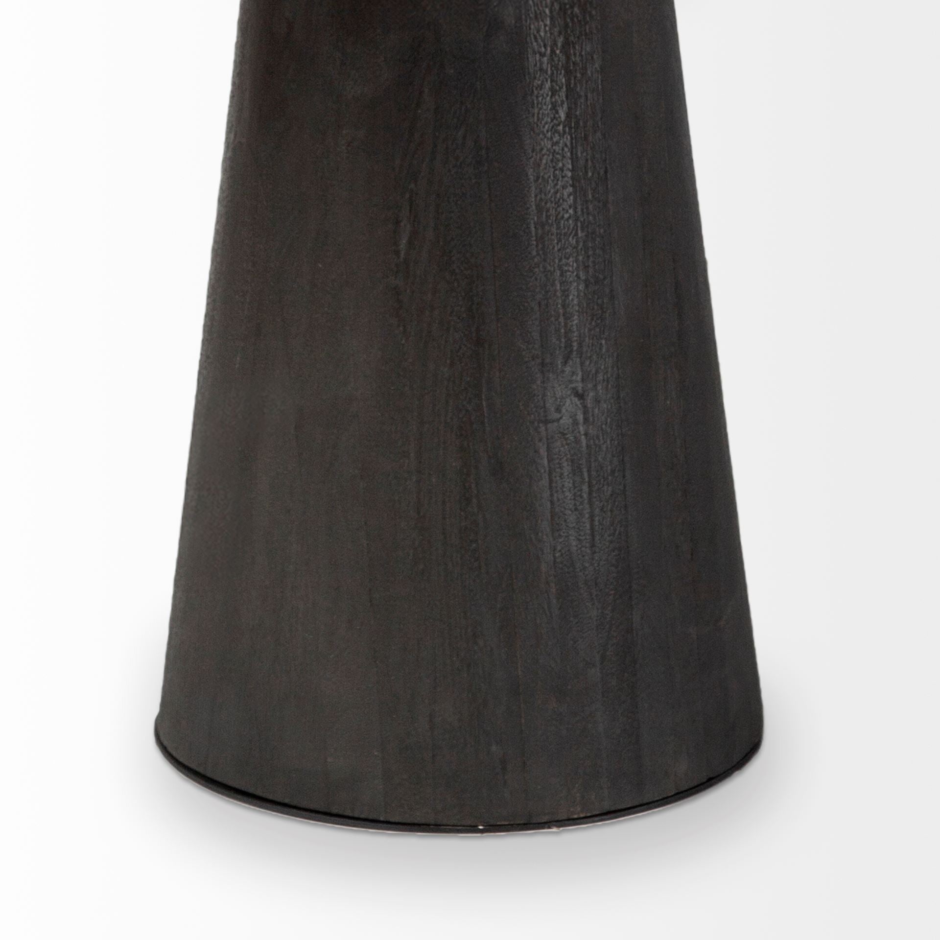 54" Dark Brown Solid Wood And Iron Pedestal Base Round Top Dining Table