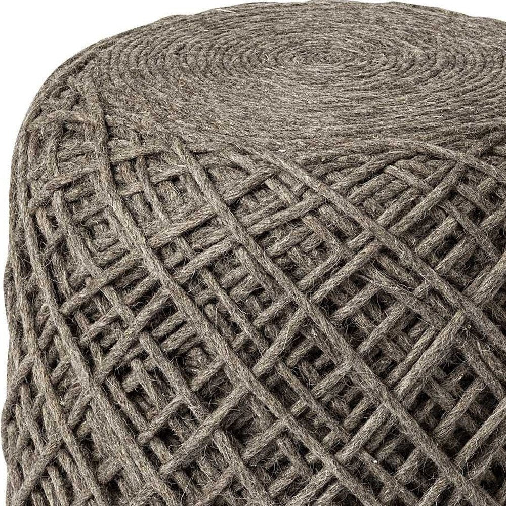 16" Brown Upholstery Cylinder Abstract Pouf Ottoman