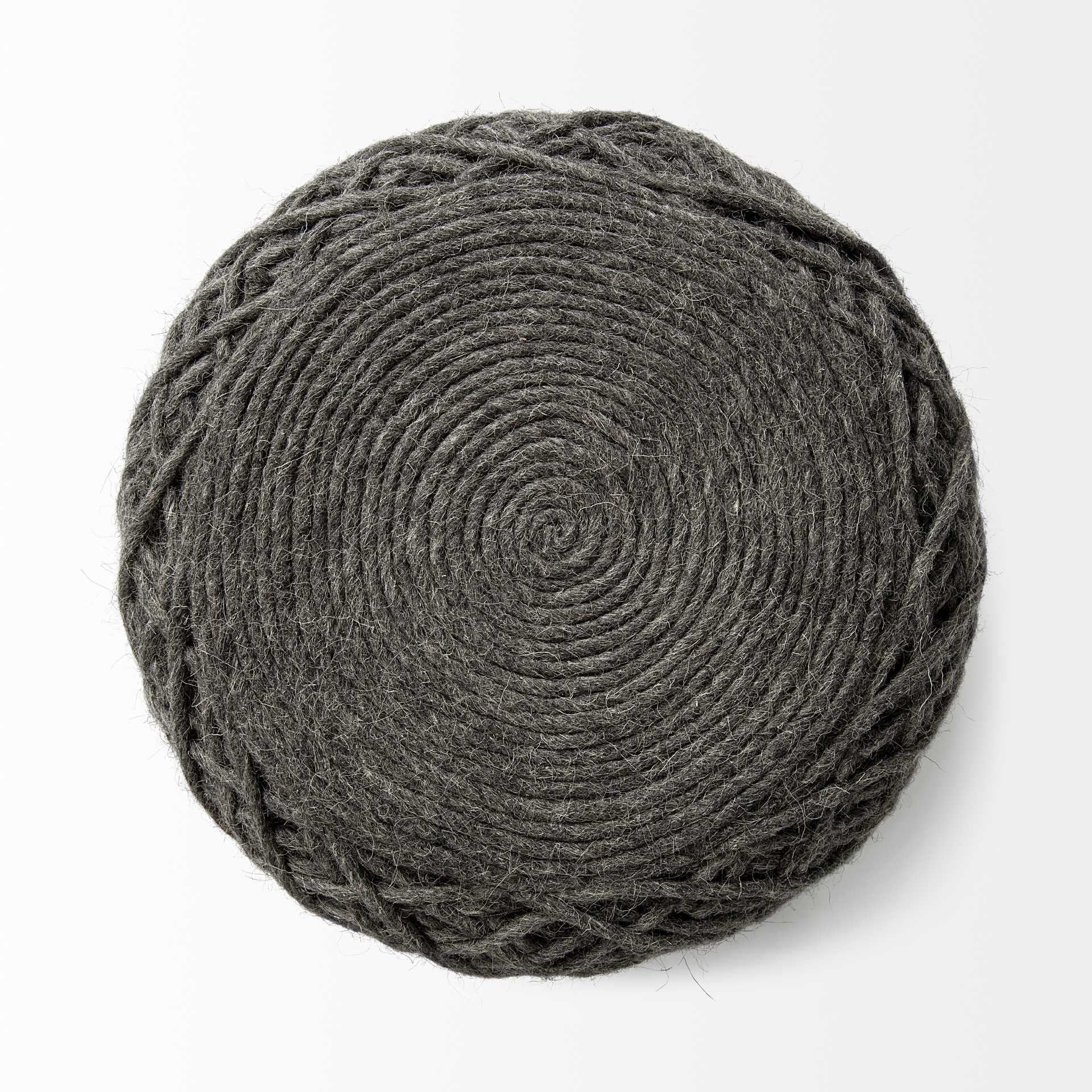 16" Gray Upholstery Cylinder Abstract Pouf Ottoman