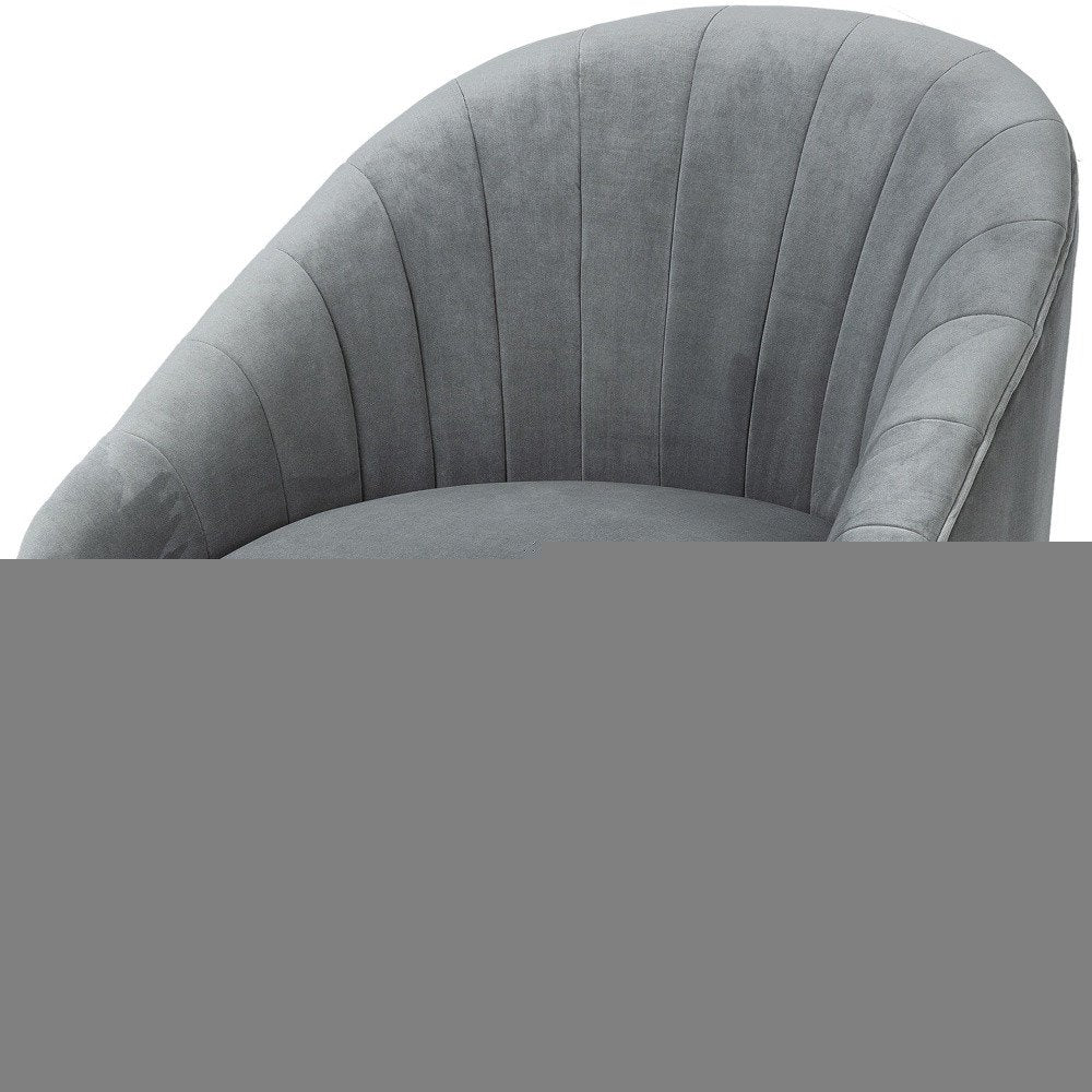 29" Gray and Copper Velvet Lounge Chair