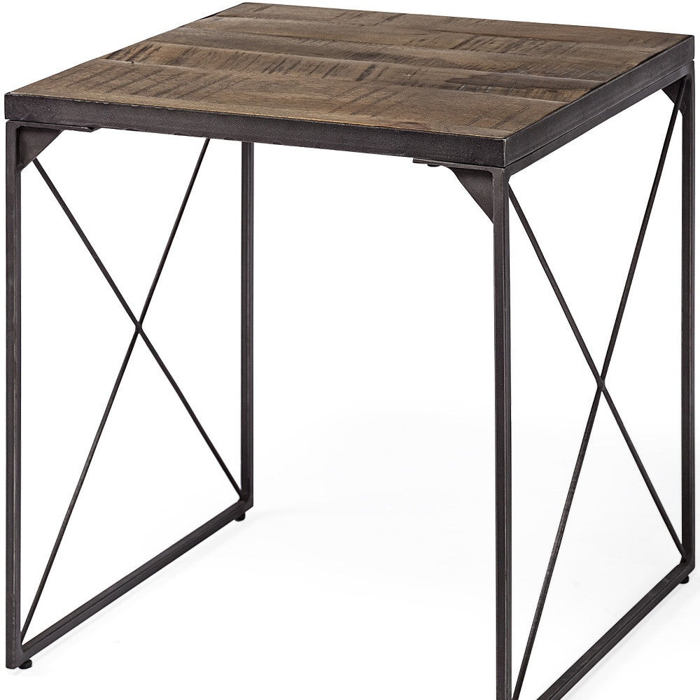 23" Brown Solid Wood Square End Table