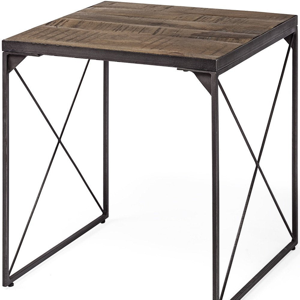 23" Brown Solid Wood Square End Table