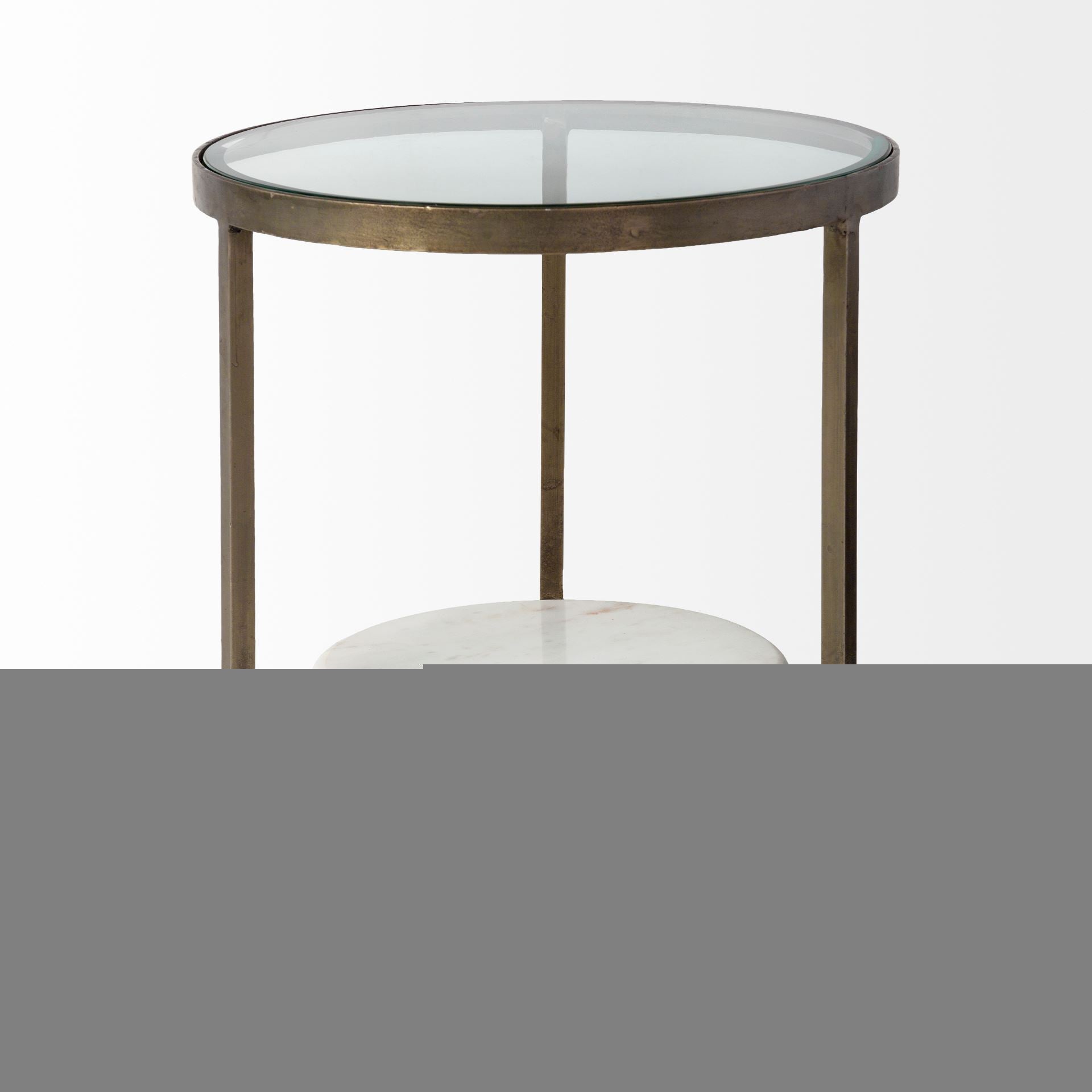 24" White Glass Round End Table