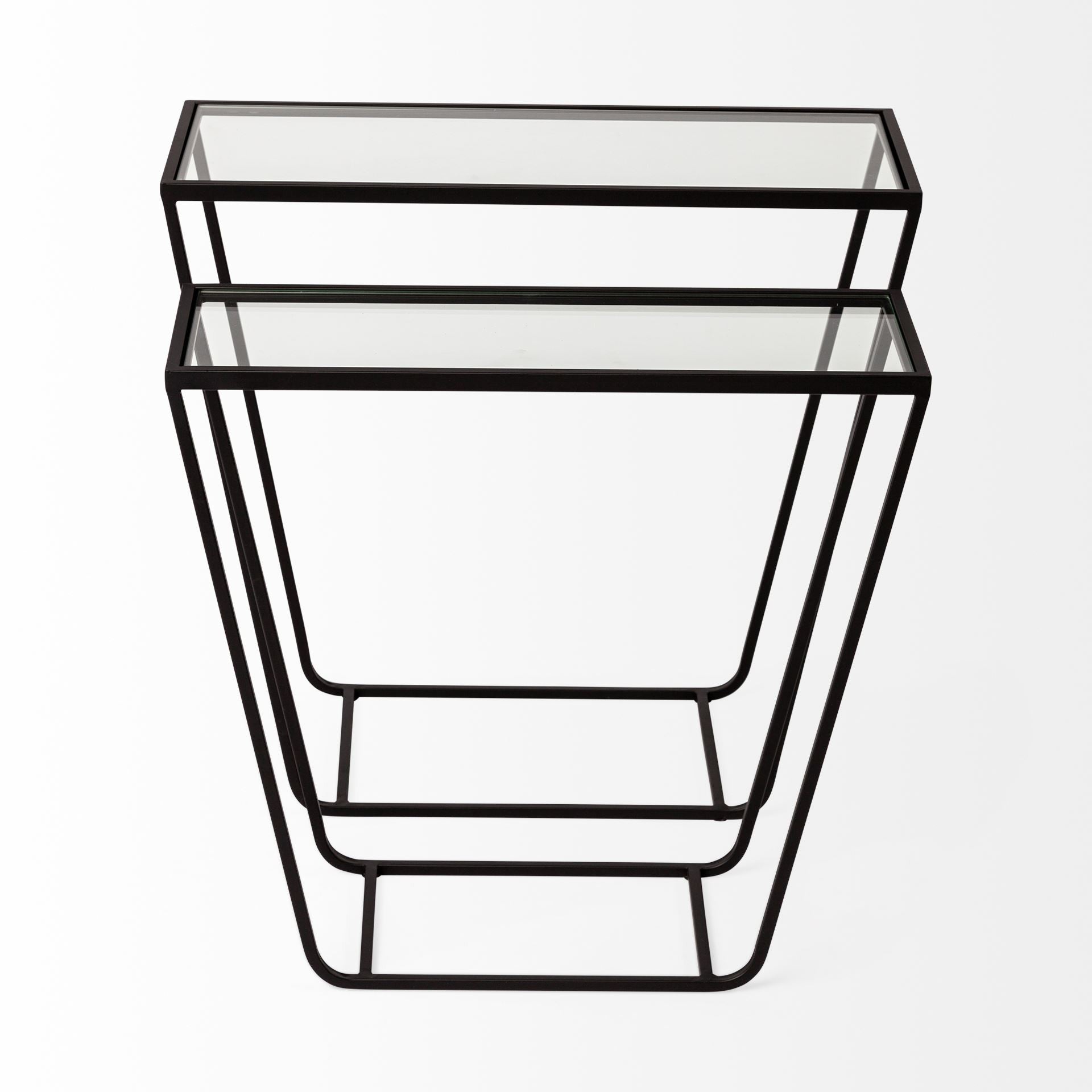 10" Clear Glass and Metal Frame Console Table