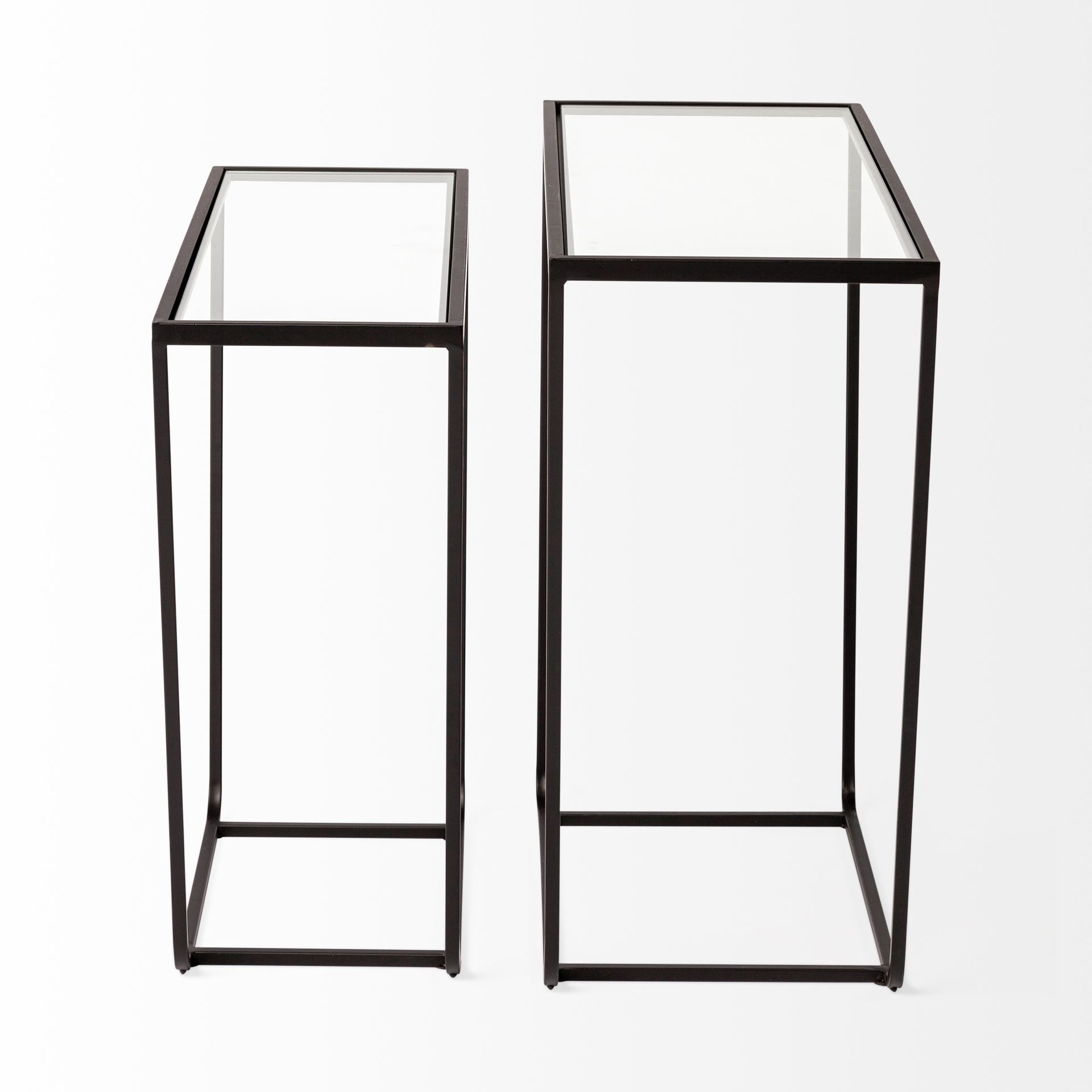 10" Clear Glass and Metal Frame Console Table