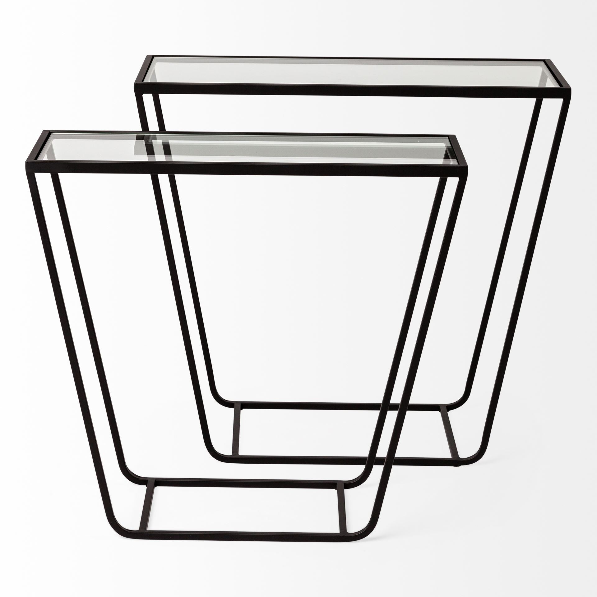 10" Clear Glass and Metal Frame Console Table