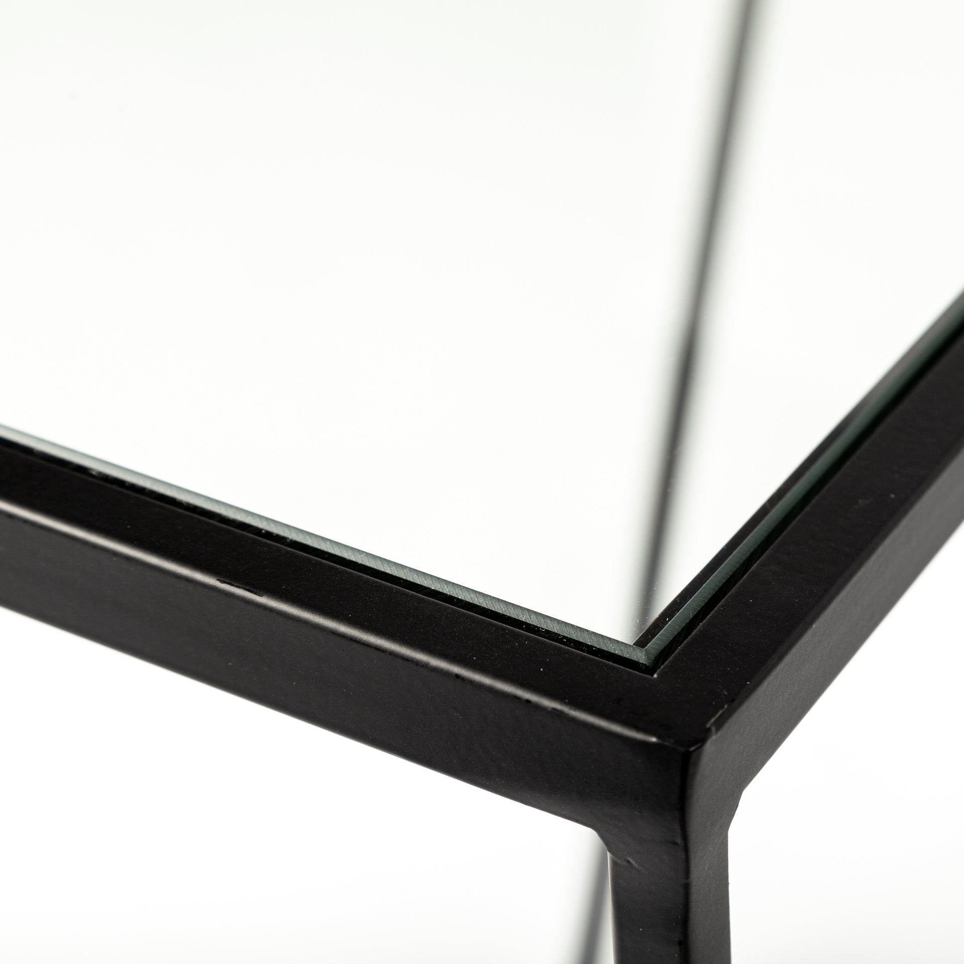 10" Clear Glass and Metal Frame Console Table